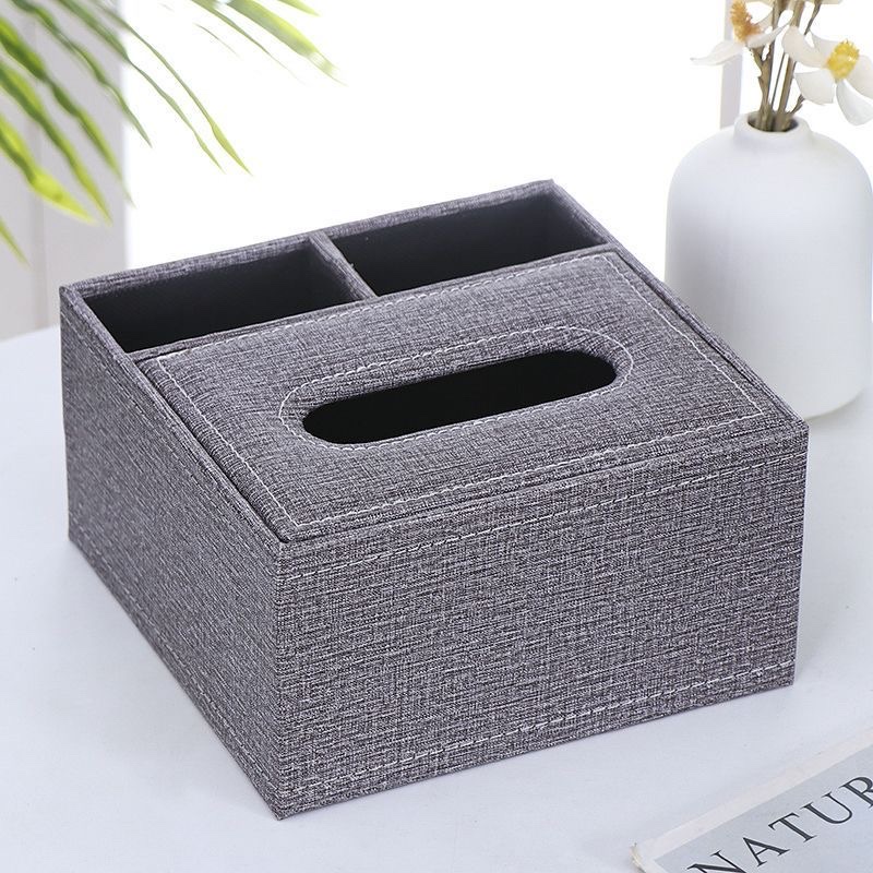 European-style leather tissue box, creative napkin box, multi-functional desktop remote control storage box for living room and home Item Picture