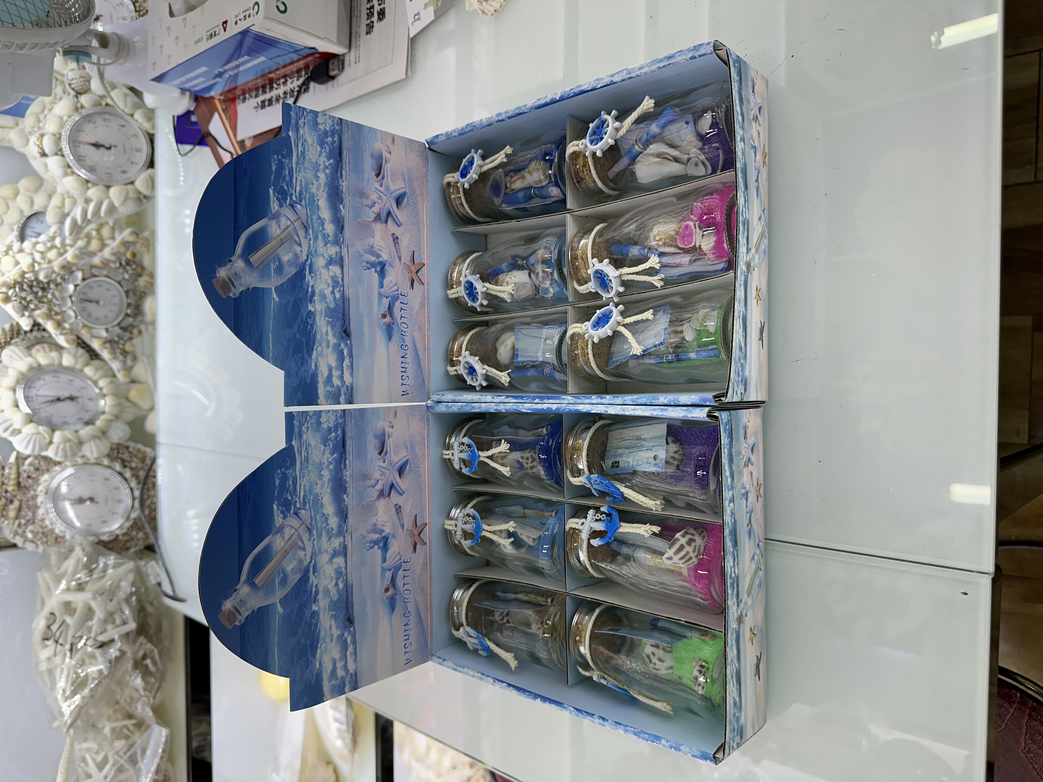 贝壳海洋礼品，一盒6个，6个色，一件144个。