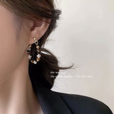 天然石碎银子耳环2023新款爆款女小众设计高级感耳饰耳圈独特耳坠