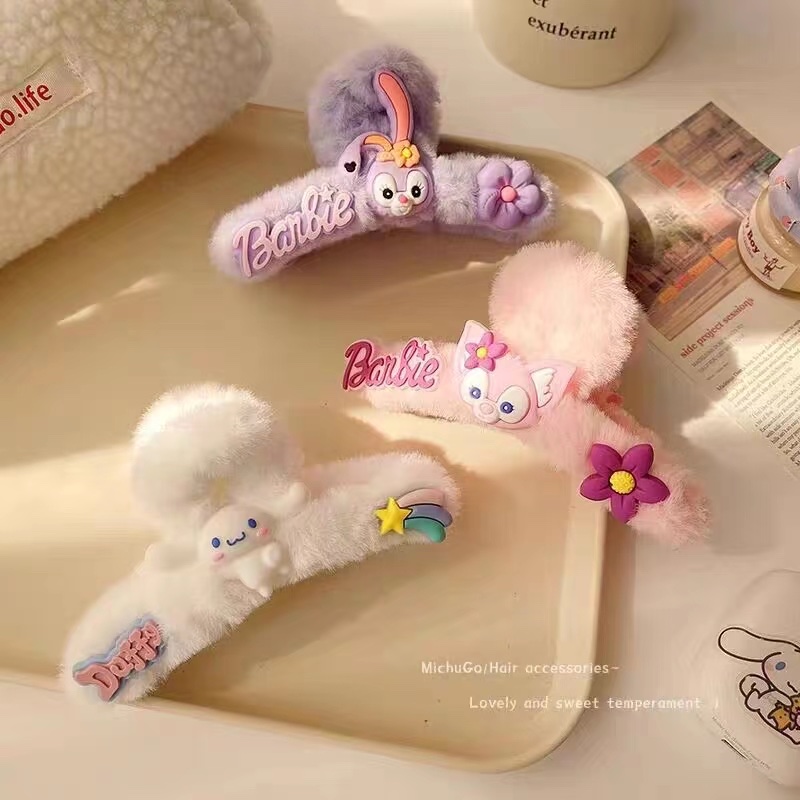 Cute Cartoon Plush Clip Female Back Hair Shark Clip Clip Net Red 2023 New Hair Card Headwear Specification drawing