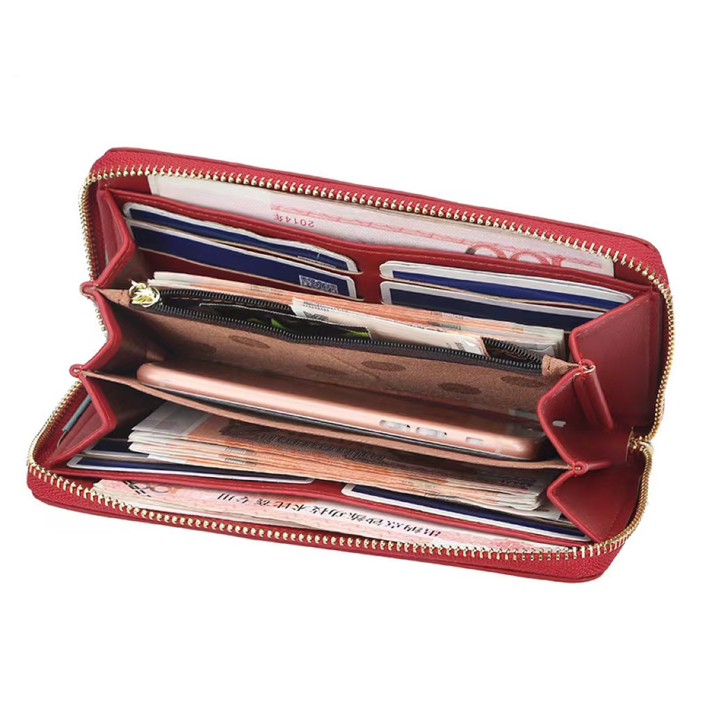 Popular lady field wallet flecos cremallera clutch bag gran capacidad moda teléfono bag cross border details Picture