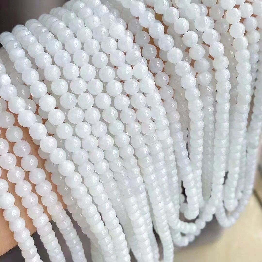 Natural Hetian white Jade 8mm108 Buddhist prayer bead bracelet necklace for women