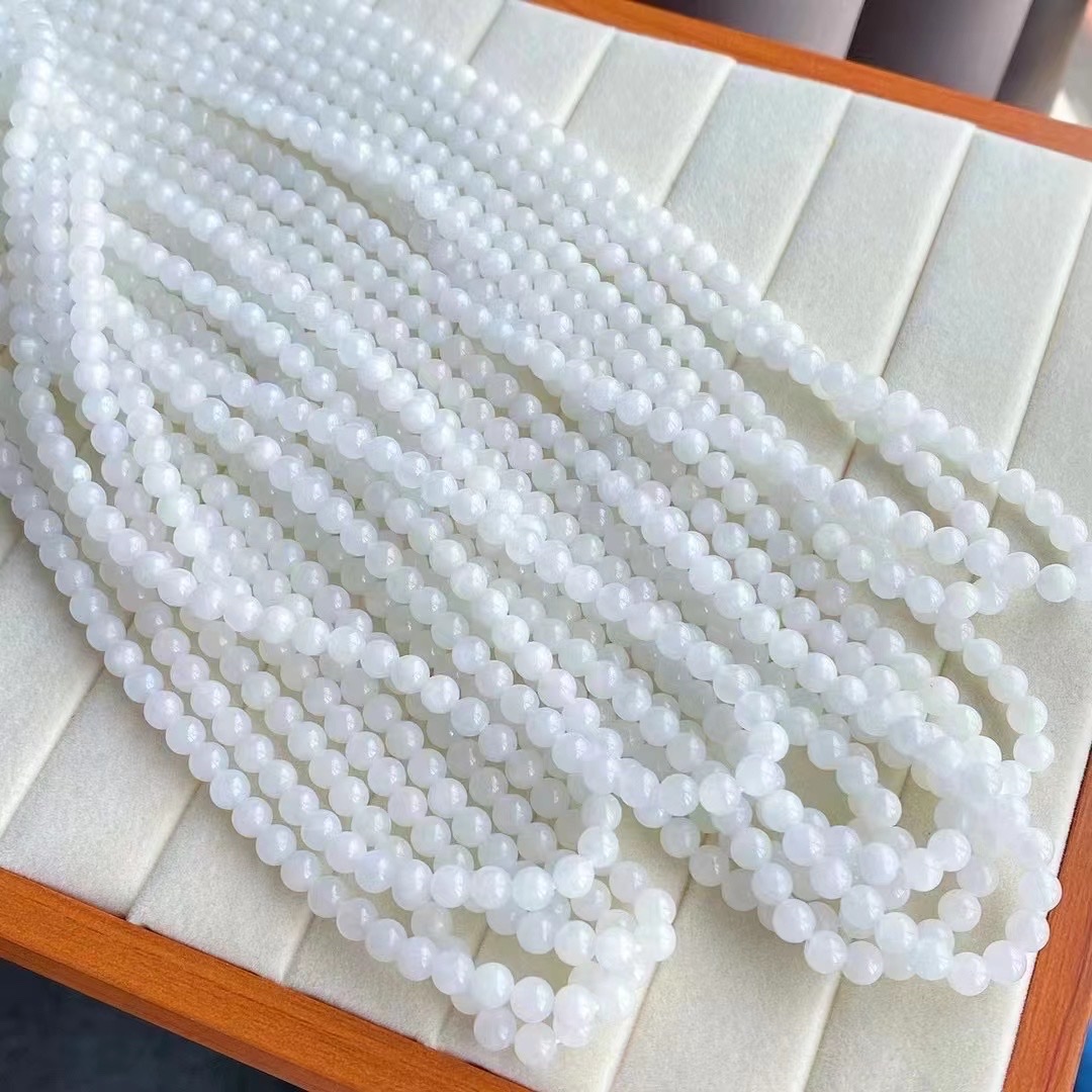 Natural Hetian white Jade 8mm108 Buddhist prayer bead bracelet necklace for women Specification image