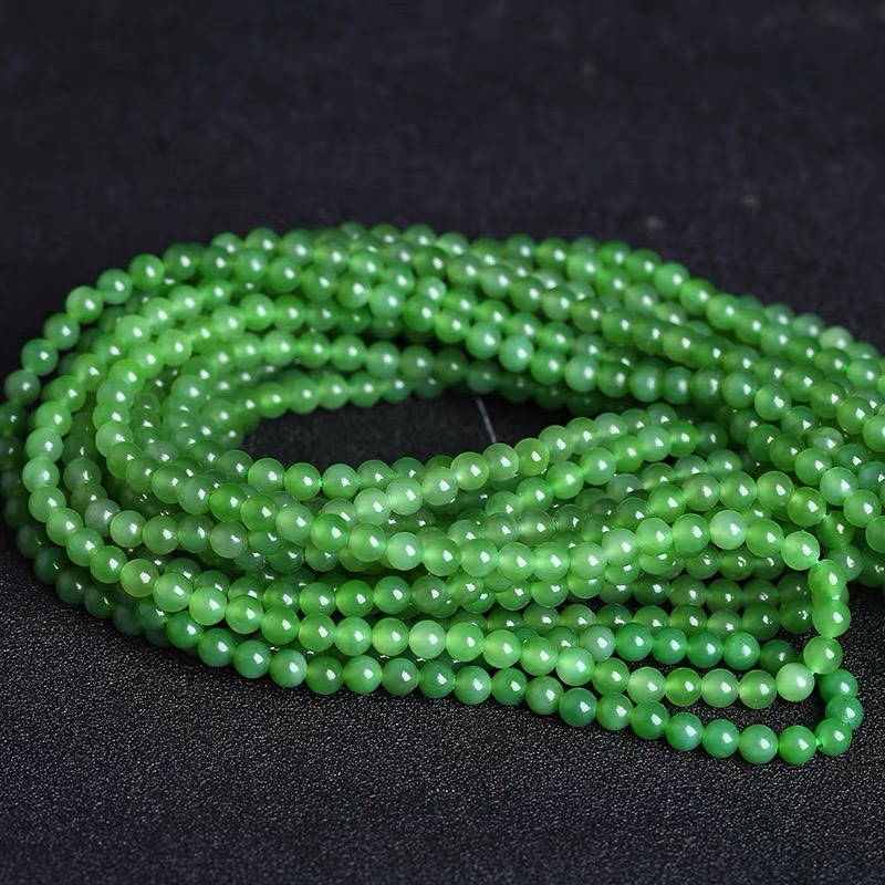 天然俄罗斯碧玉5mm108珠 女手链项链两用款 白底实物图