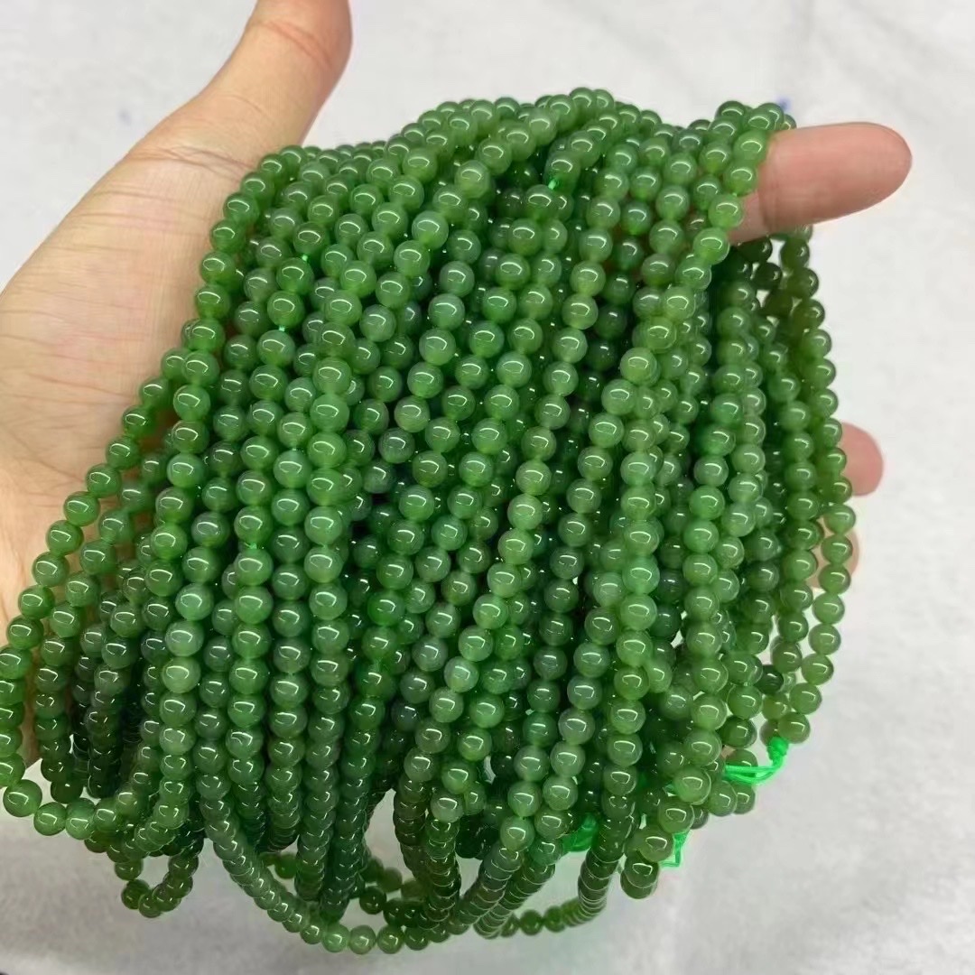 Natural Russian jadeite 6m108 prayer bead bracelet for women details Picture