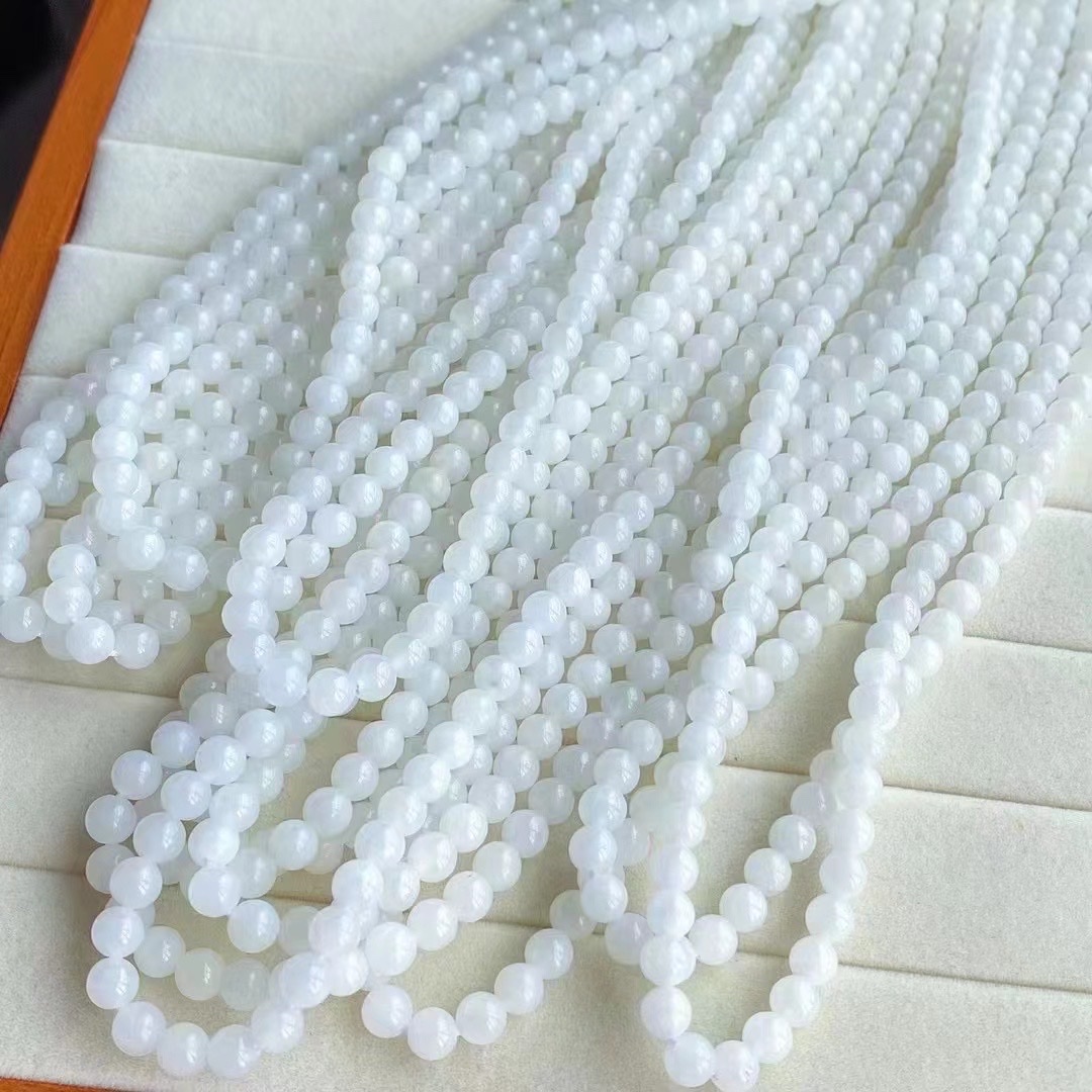 Natural Hetian white Jade 8mm108 Buddhist prayer bead bracelet necklace for women details Picture