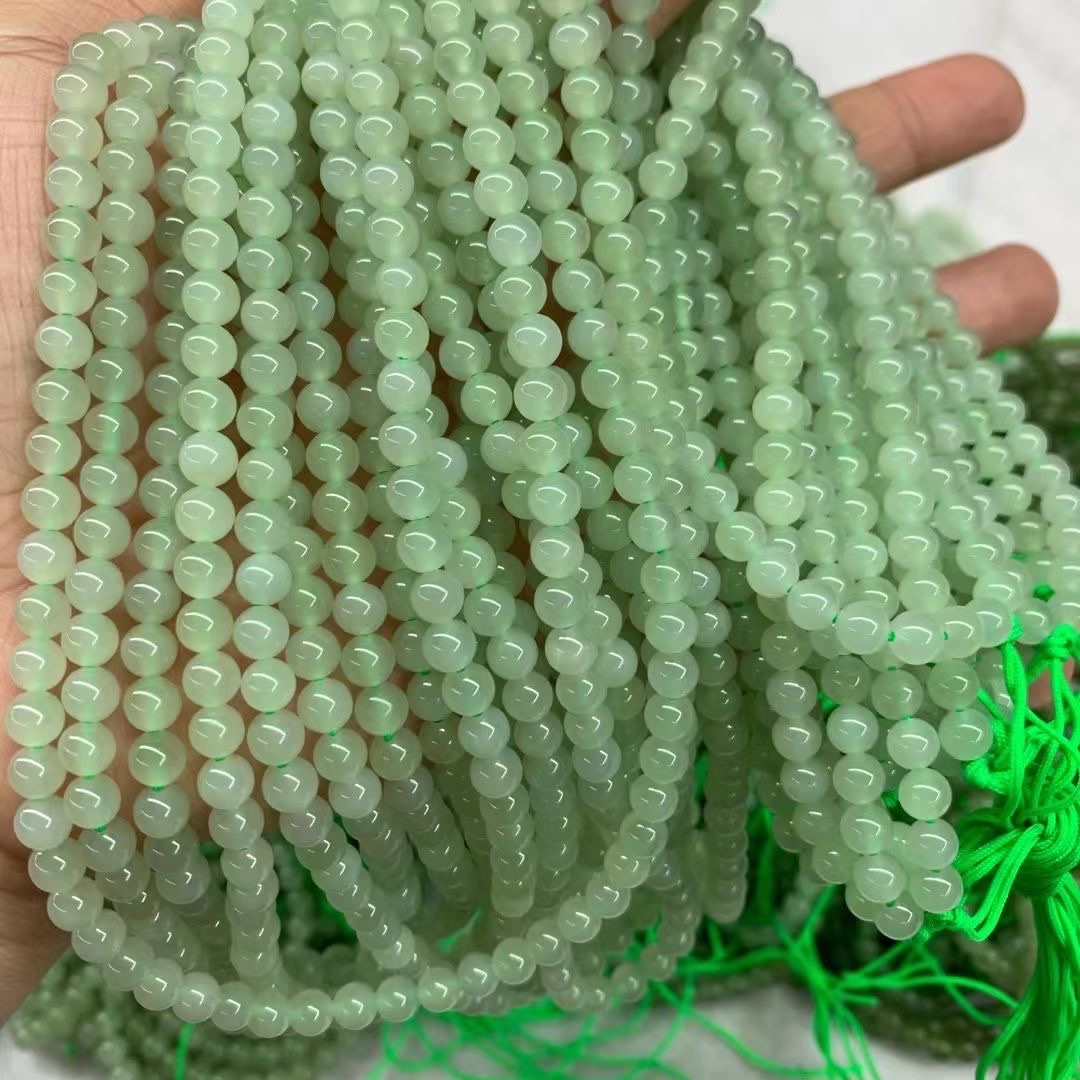 Natural Hetian jade, Qinghai material, clear water 6m108 bead bracelet for women