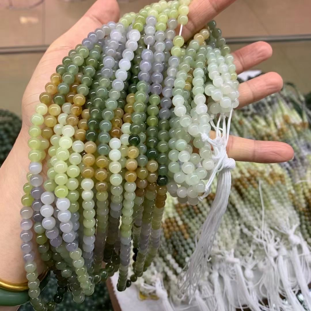 Natural Hetian jade 6m108 pieces long chain multi-treasure, clear water sugar, smoke purple bracelet, women's sweater chain necklace, gradient color bracelet, women's bracelet Application Scenario