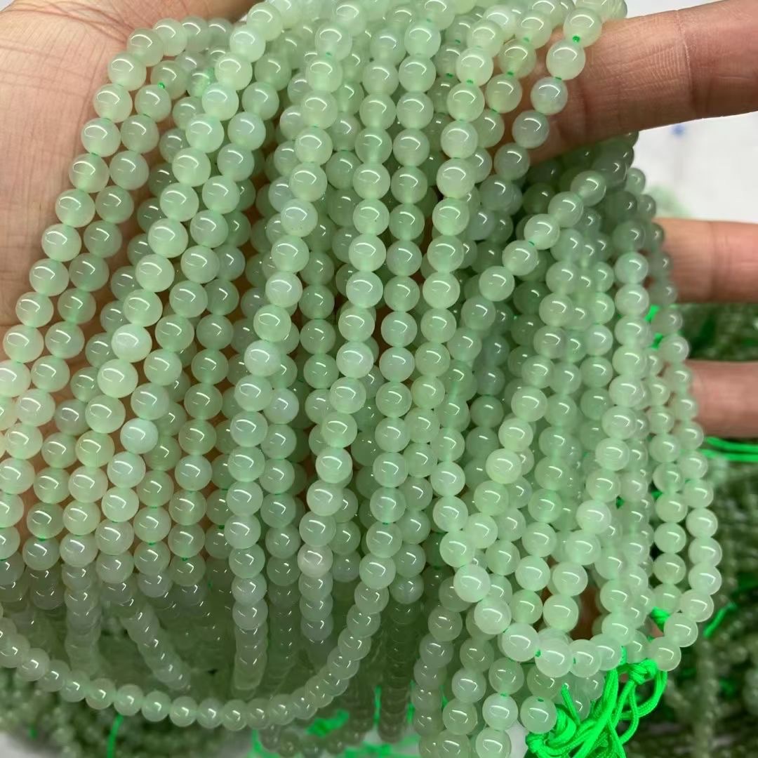 Natural Hetian jade, Qinghai material, clear water 6m108 bead bracelet for women details Picture