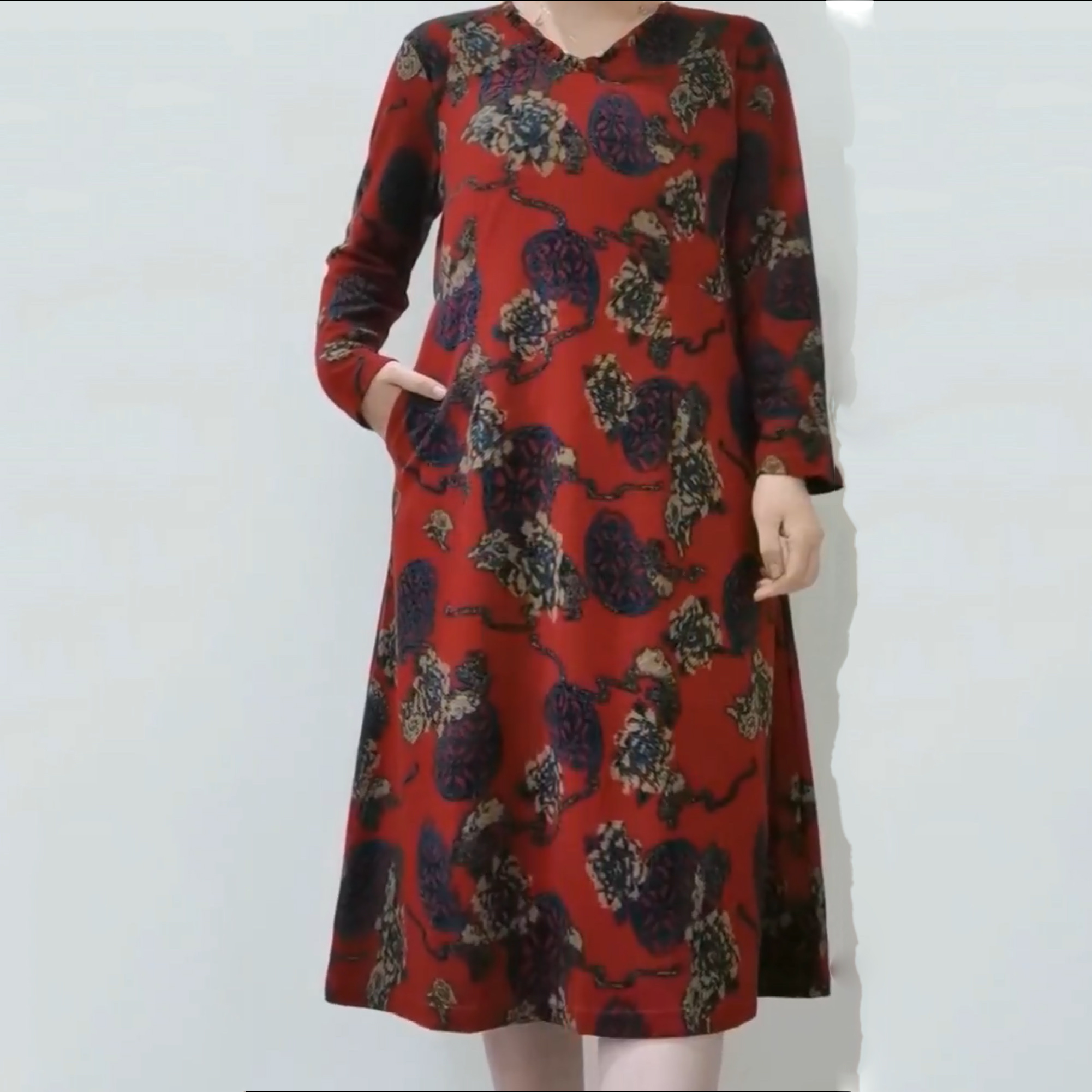 2023 nuevo estilo mujer otoño invierno bolsa diagonal vestido manga larga falda suelta