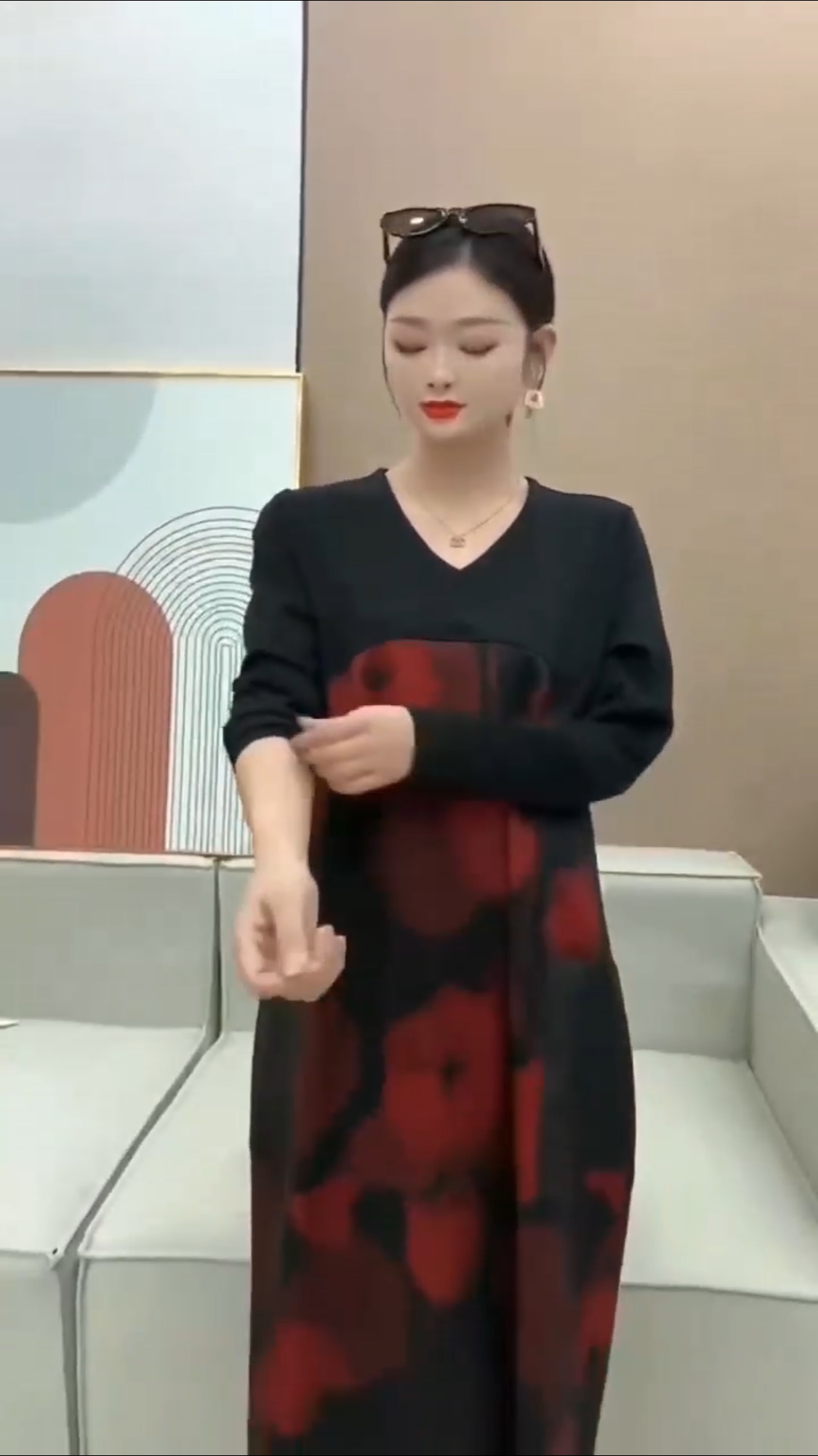 2023 New women's autumn and winter long-sleeved dress with open pocket Item Picture