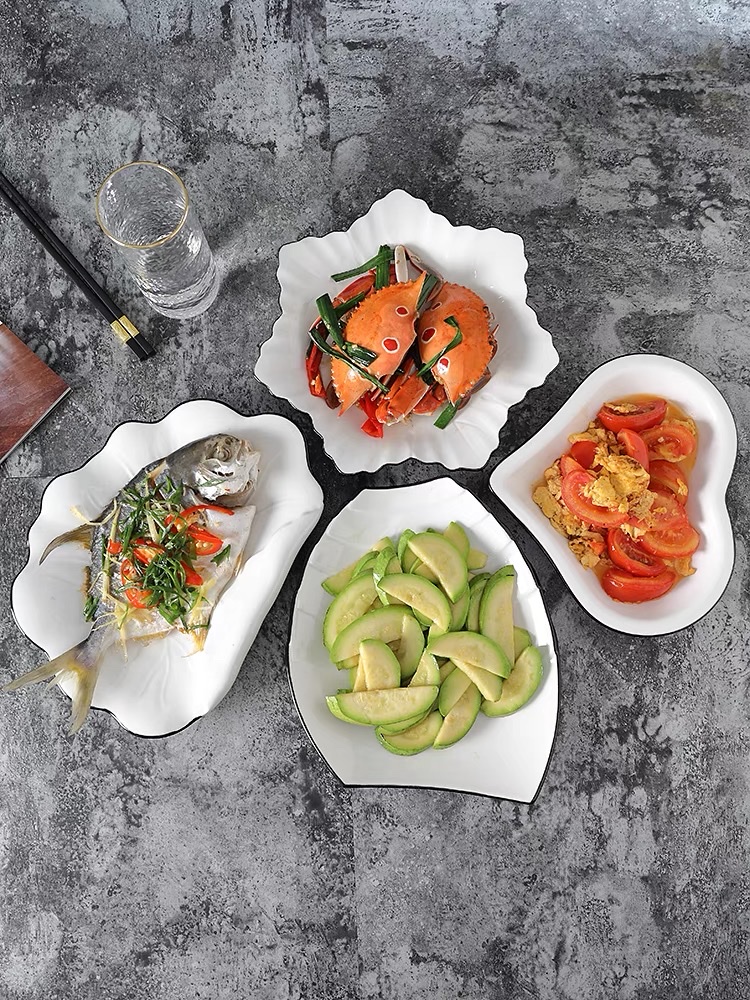 Household plates, ceramic plates, creative internet-famous tableware, soup plates, microwave ovens, breakfast irregular-shaped plates, fruit and snack plates details Picture