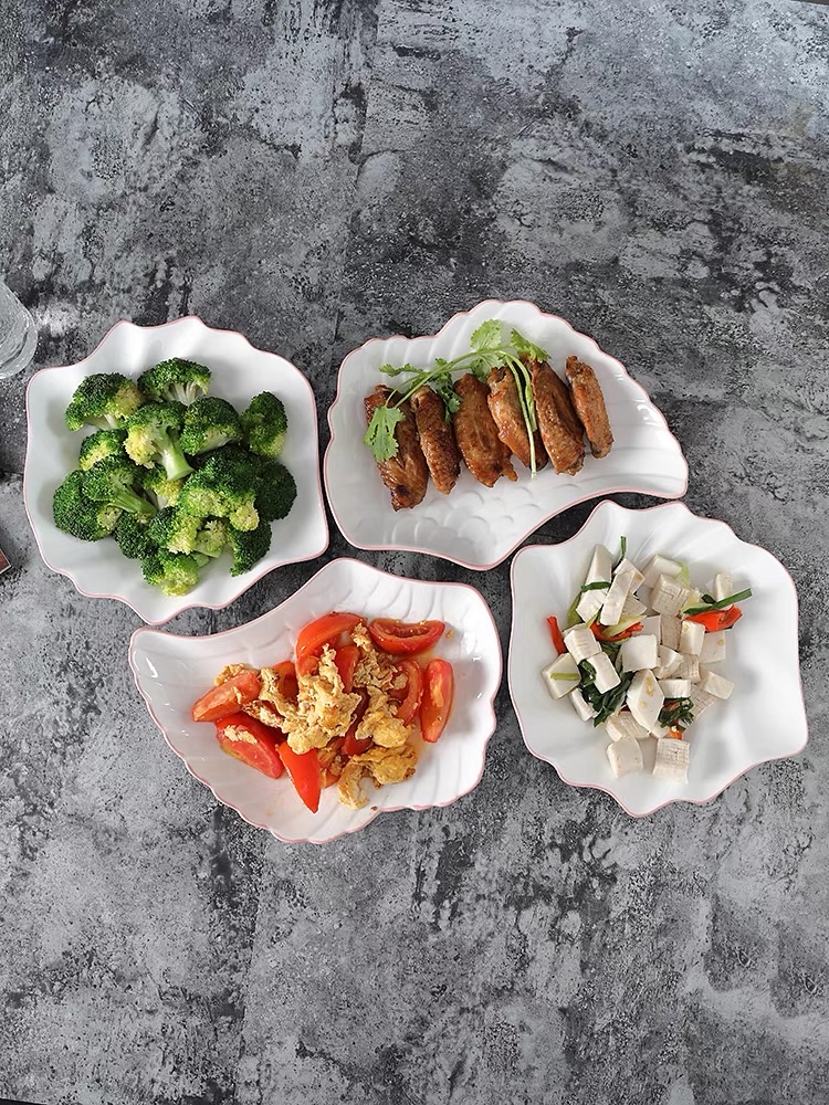 Household plates, ceramic plates, creative internet-famous tableware, soup plates, microwave ovens, breakfast irregular-shaped plates, fruit and snack plates Specification image