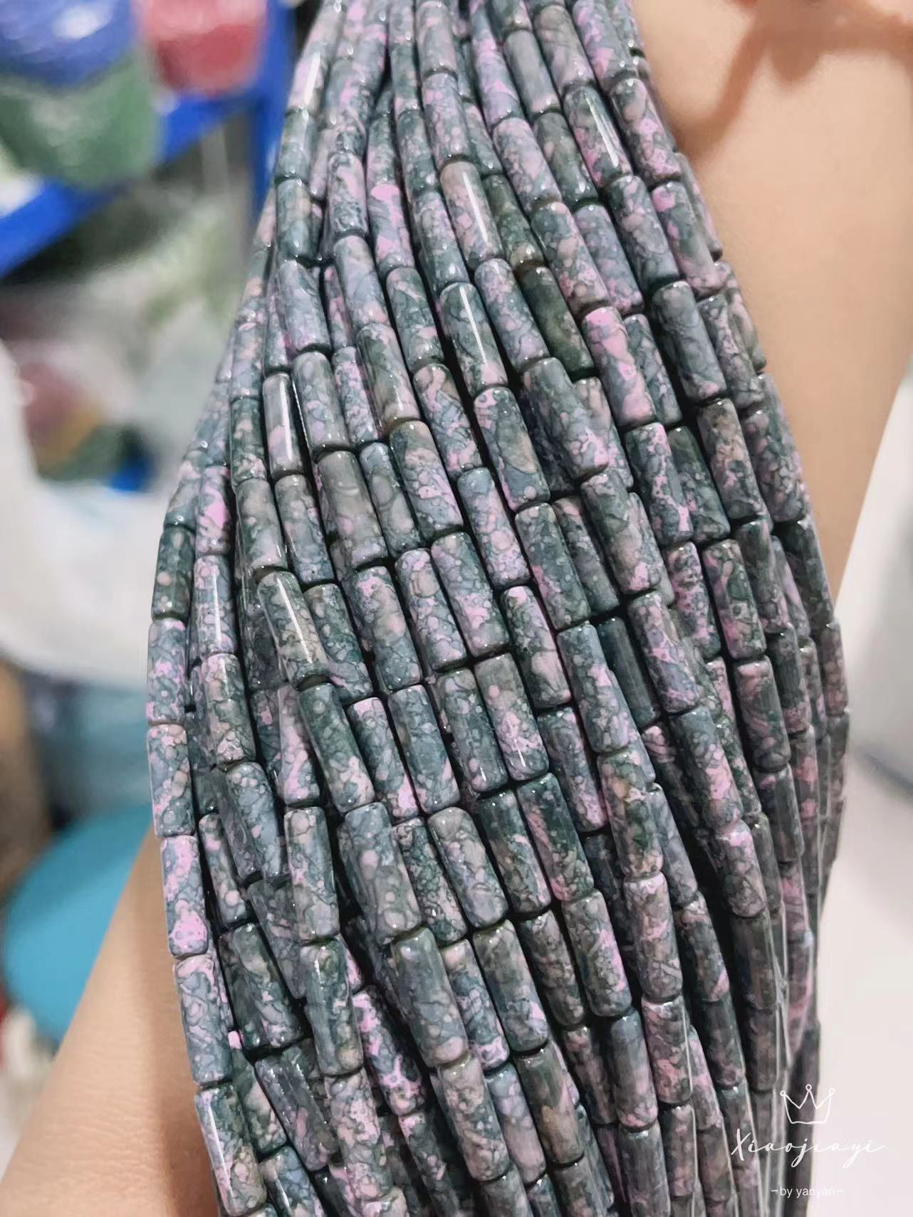 4*13仿天然石圆管珠细长形圆柱烤漆散珠diy珠子手链串珠直管形桶珠批发 