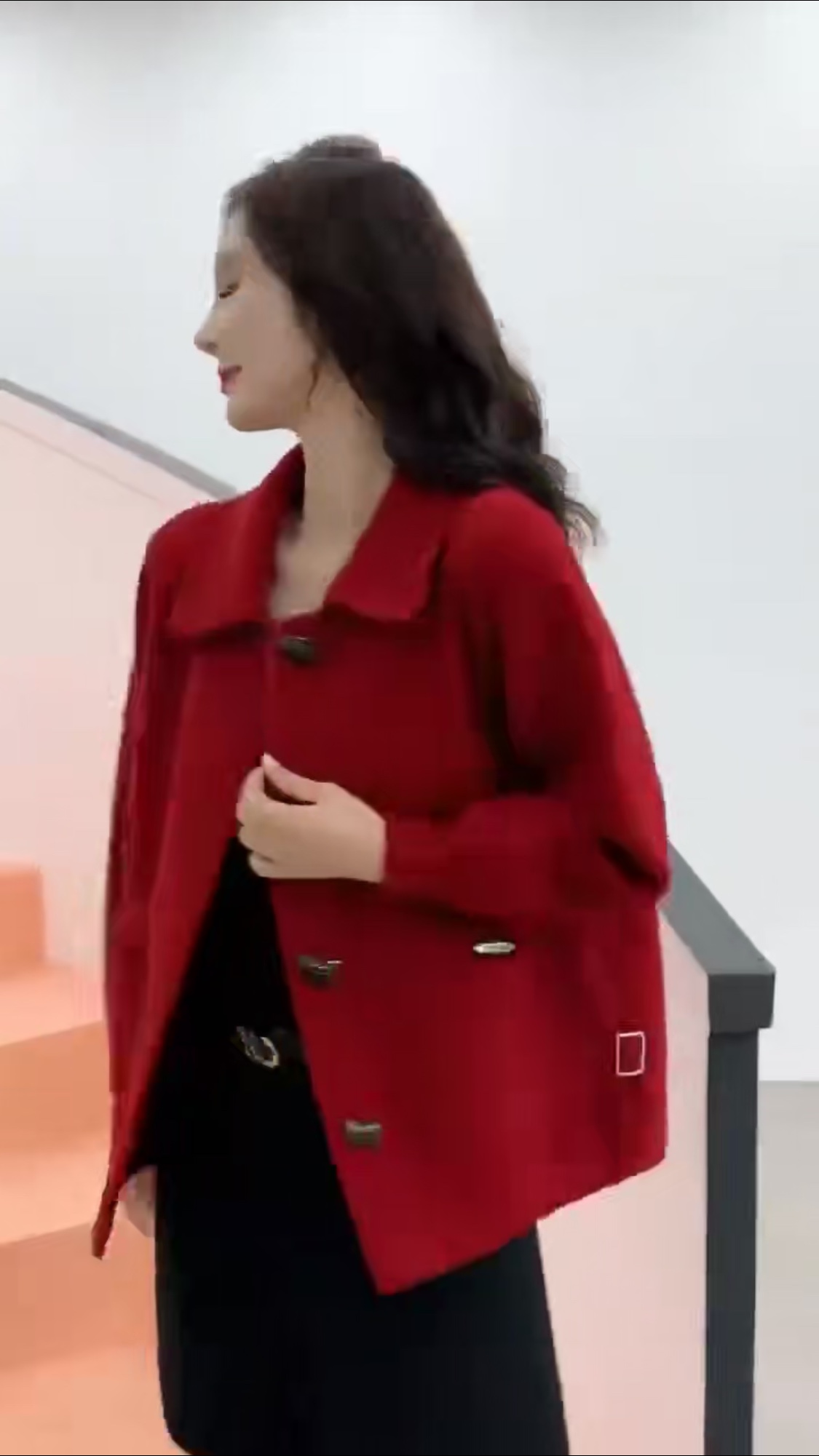 "2023 New style!" Red knitted long-sleeved top for women's autumn and winter, button-down cardigan, limited-time purchase! You'll regret not buying it! Application Scenario