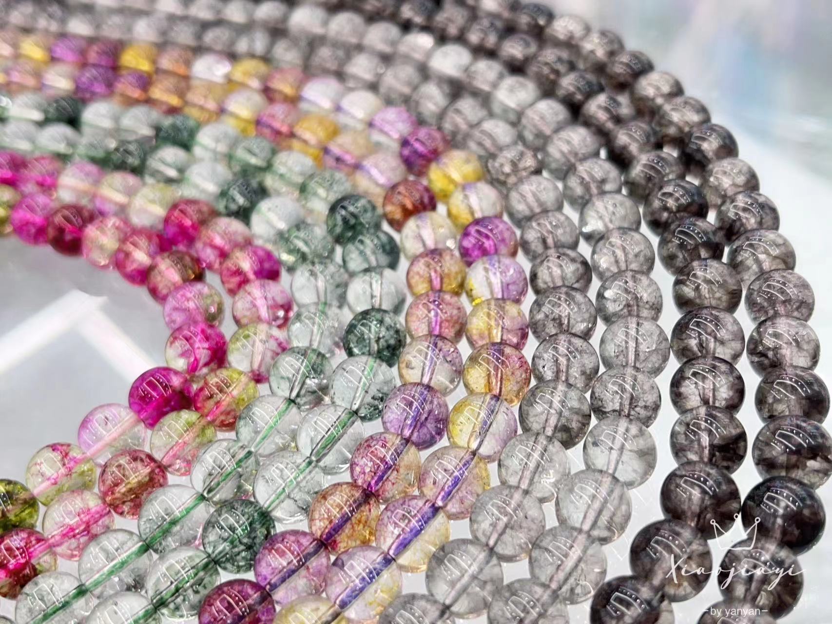 厂家直销 8mm加色水晶幽灵散珠 DIY饰品配件材料 水晶聚宝盆 绿幽灵半成品批发 