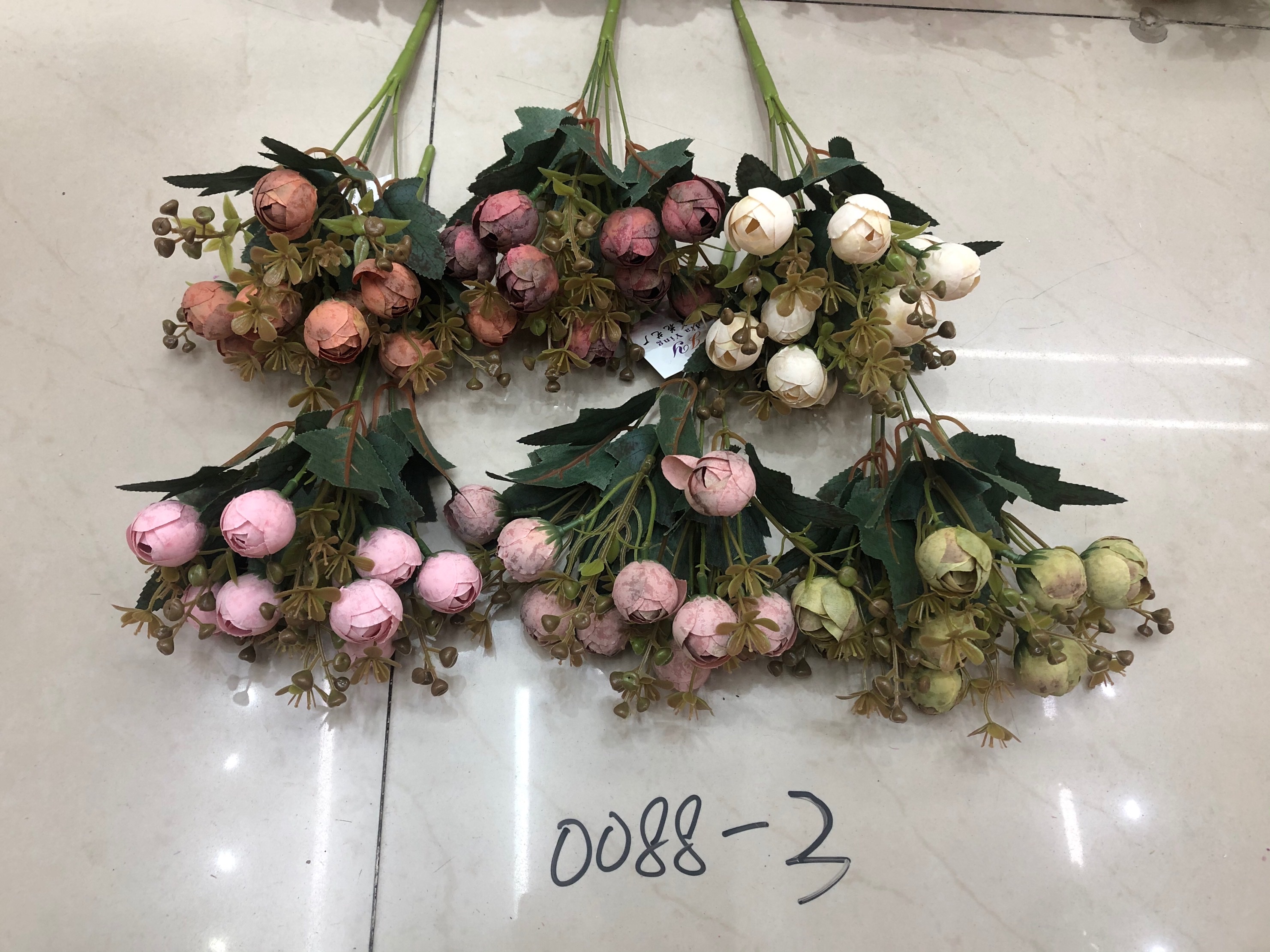 广东仿真花嘉盈花艺5头10花复古小茶苞，6色混装