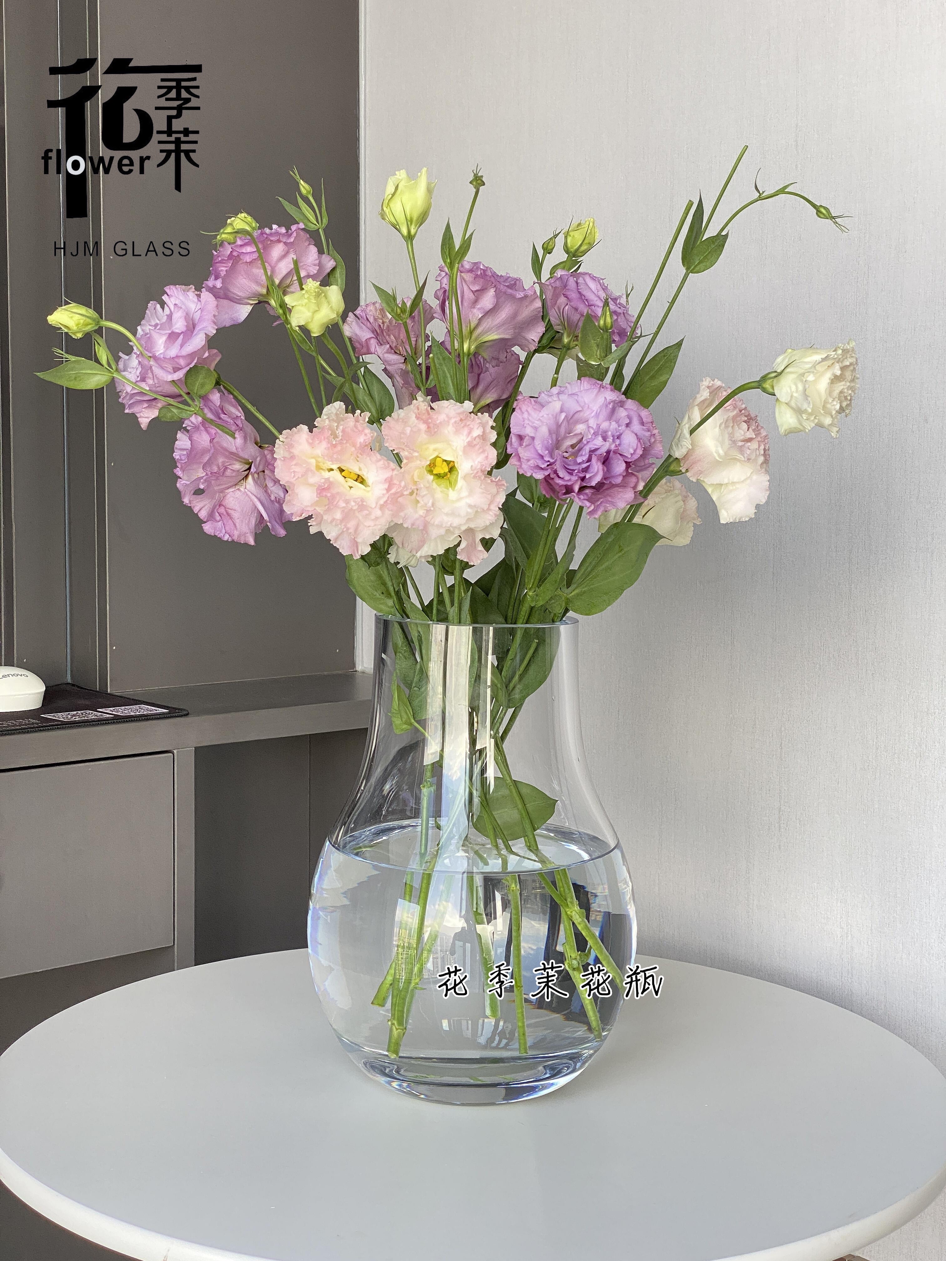 HJM- Modern, simple and light luxury new thickened transparent glass vase, home living room coffee table, model room decoration, flower arrangement, hydroponic creative display wholesale details Picture