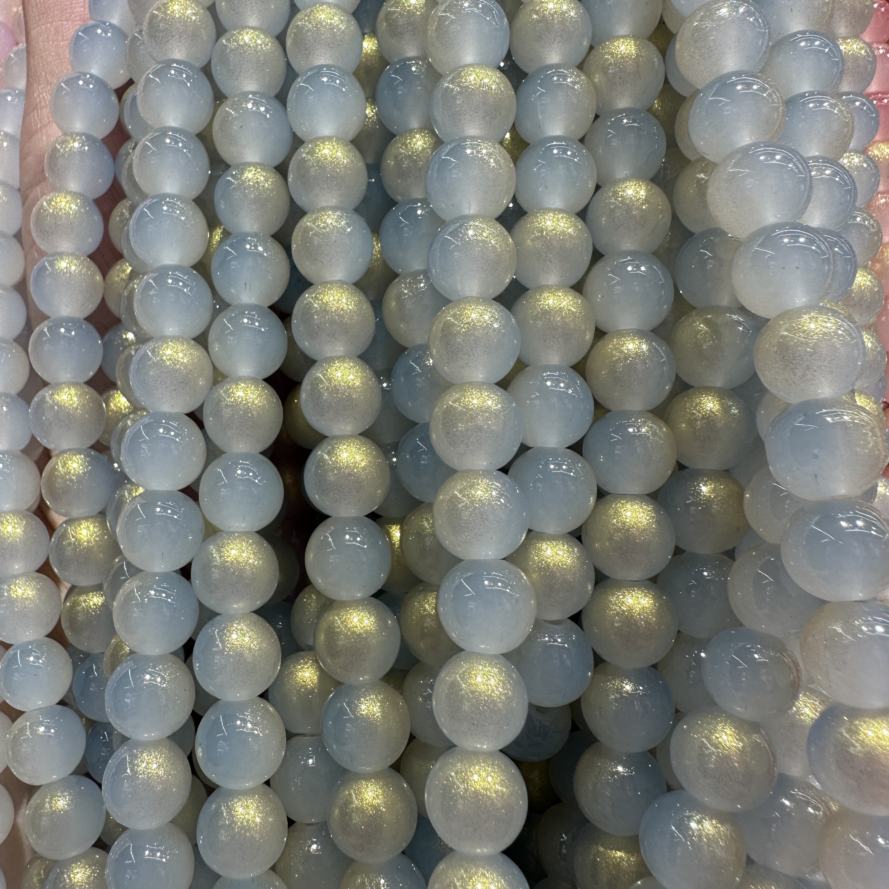 Wholesale and retail of new 10mm gold powder glass beads, jelly glass beads, lacquered jade beads, string beads, diy jewelry, semi-finished products and accessories details Picture