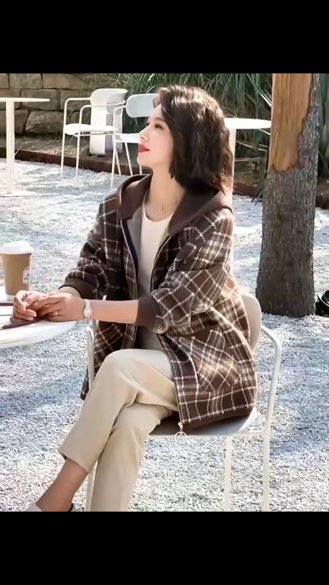 New 2023 Autumn/Winter women's wear! Long-sleeved knitted checkered top, fashionable and warm. You will definitely regret not buying it! Limited-time flash sale! Miss it and you'll have to wait another year! Specification image