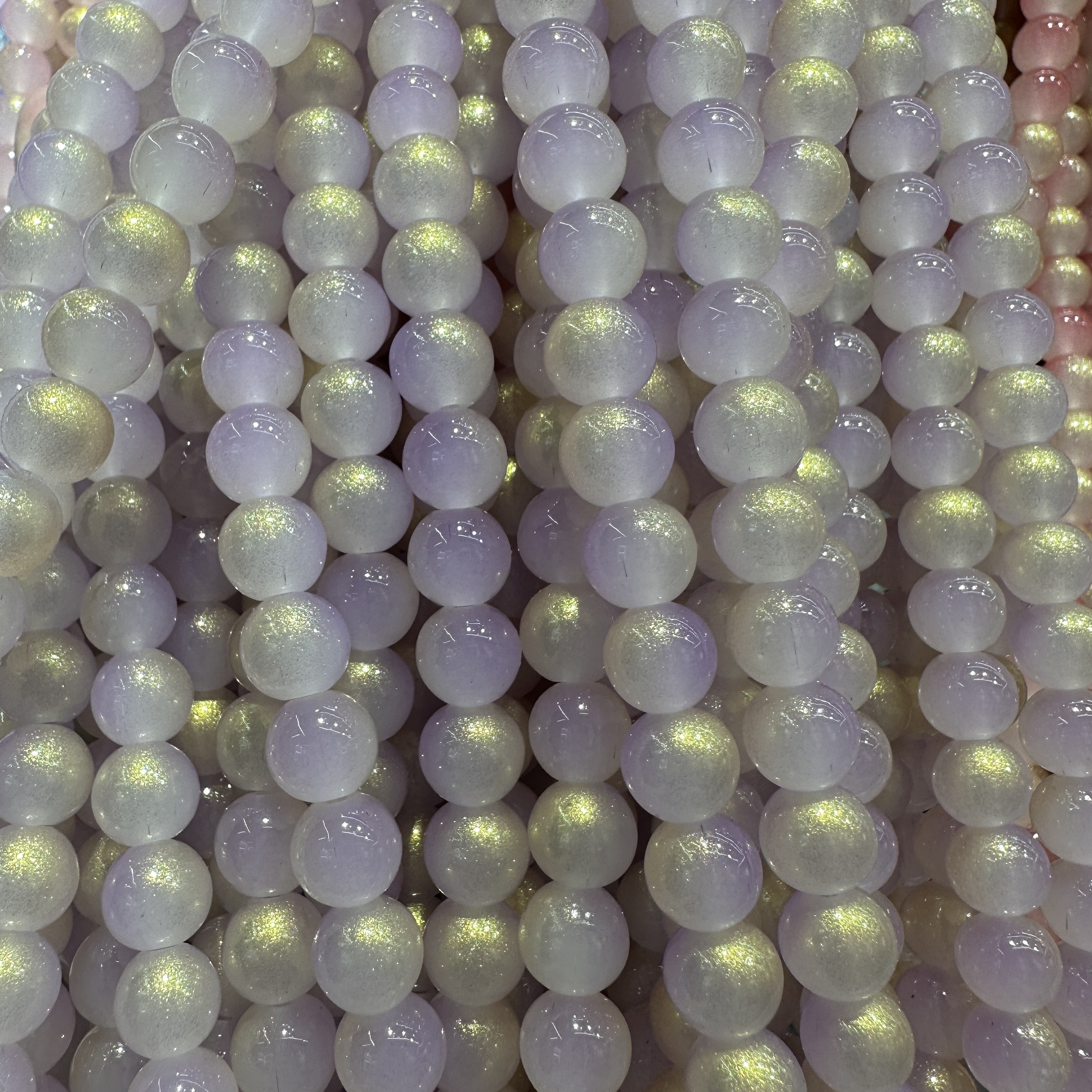 Wholesale and retail of new 10mm gold powder glass beads, jelly glass beads, lacquered jade beads, string beads, diy jewelry, semi-finished products and accessories