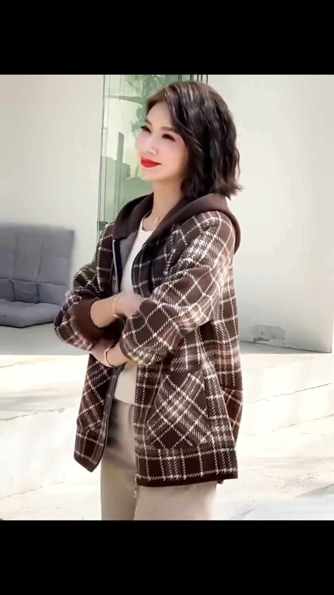New 2023 Autumn/Winter women's wear! Long-sleeved knitted checkered top, fashionable and warm. You will definitely regret not buying it! Limited-time flash sale! Miss it and you'll have to wait another year! details Picture