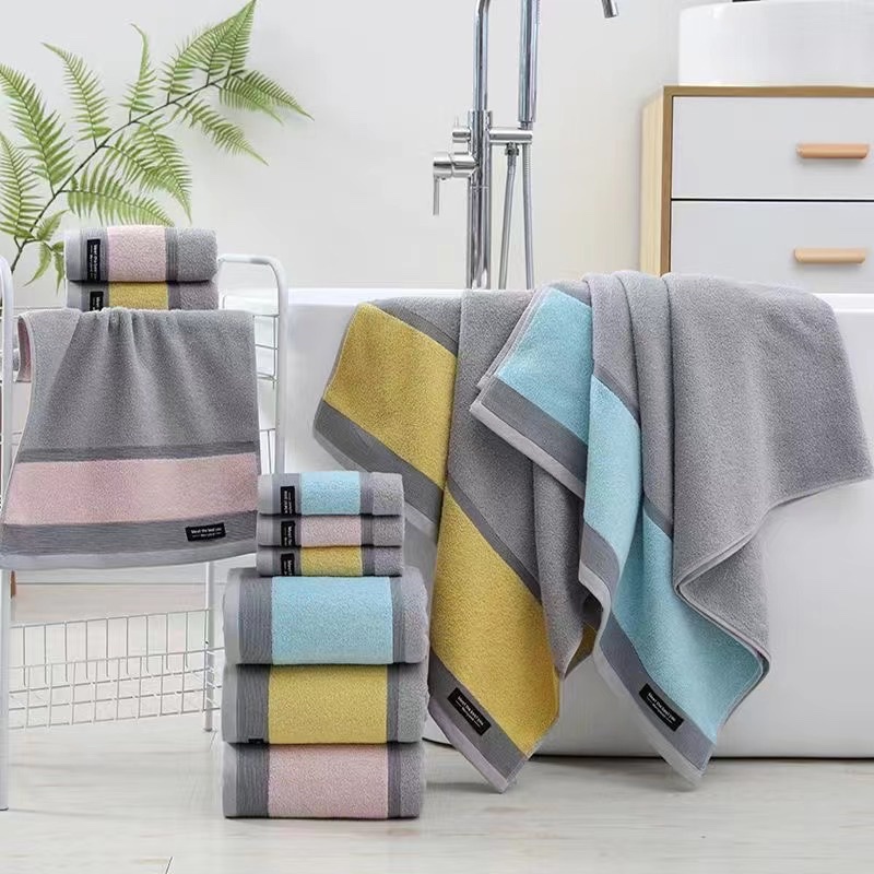 Toalla toalla de algodón toalla de baño toalla cuadrada conjunto de tres piezas hogar para adultos para hombres y mujeres estudiantes gran tamaño baño engrosado suave absorbente 100% algodón toalla facial de alto grado Item Picture