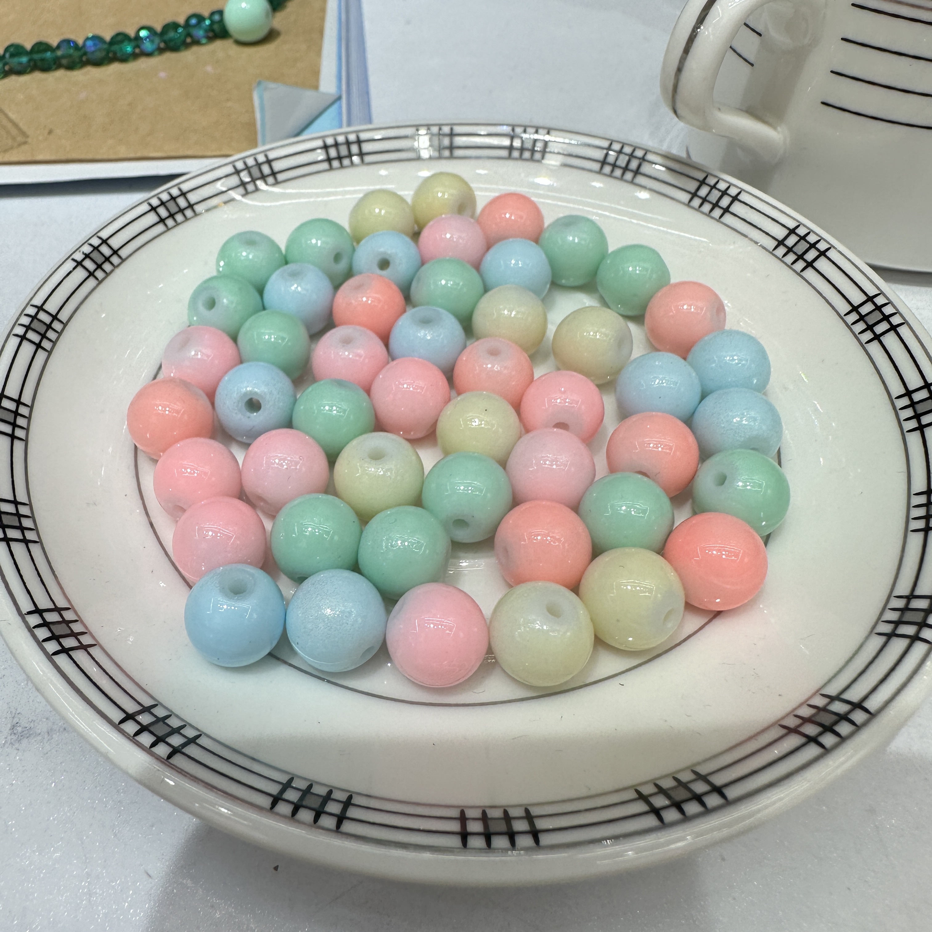 10mm manufacturer wholesale macaron glass round beads, glass beads, children's diy handcrafted accessories, loose beads wholesale Item Picture