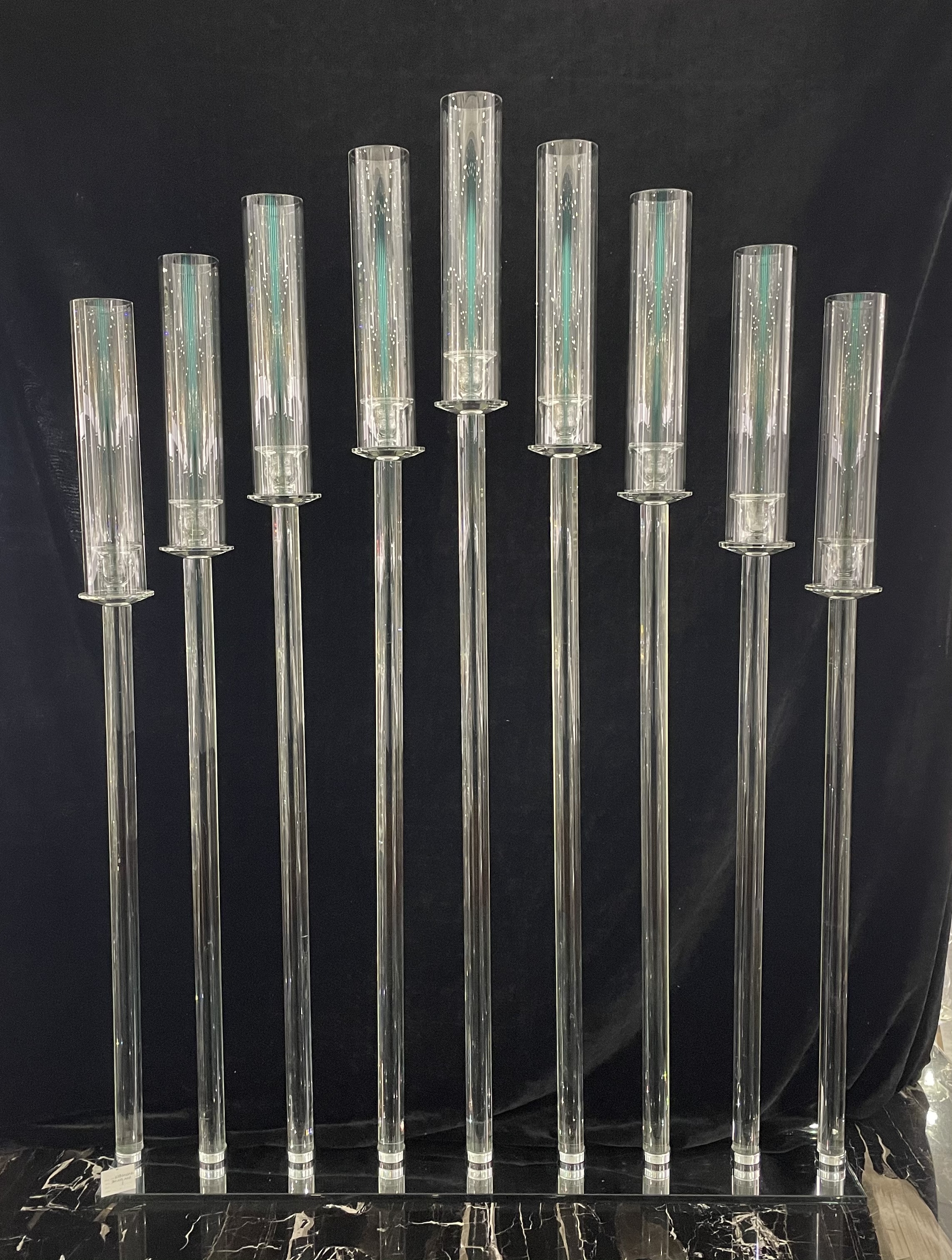 水晶烛台简约风 水晶质地时尚潮流新颖独特 直管子婚庆酒店道具烛台详情图1