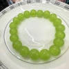 New 10MM green jade bracelet, natural color finished bracelet, spinach green, fruit green jade, olive green ethnic style bracelet wholesale Specification image