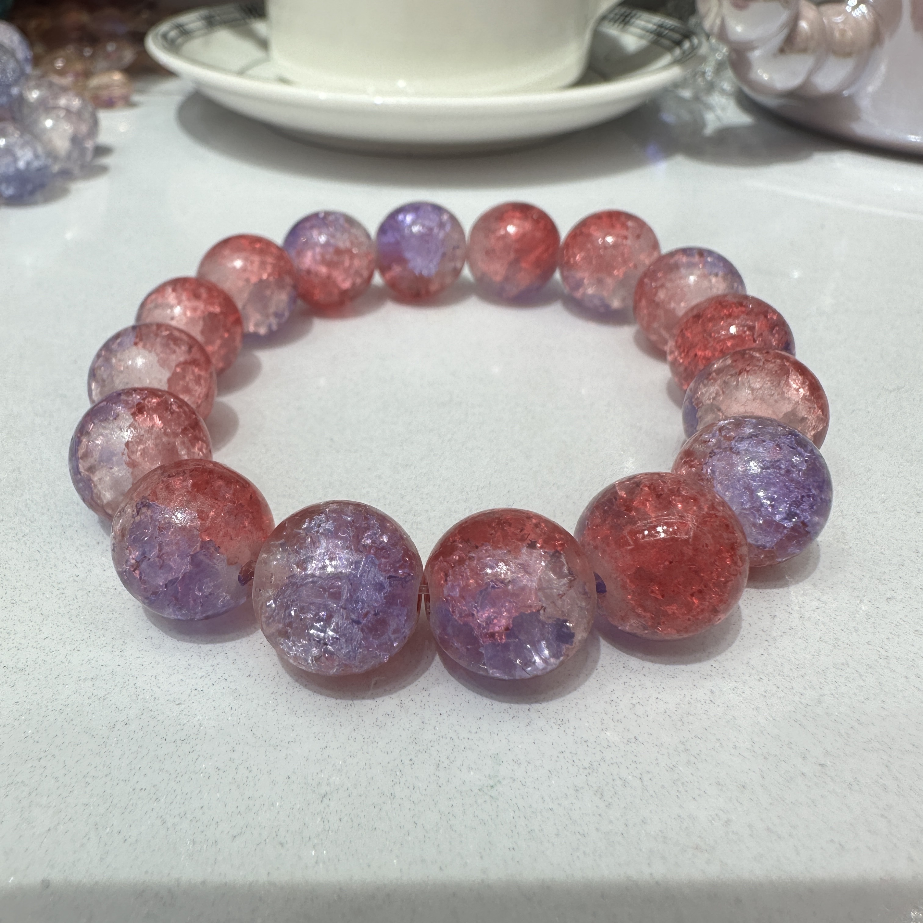 New jade Broken glass ice crack bead bracelet, glass crystal bracelet, gradient cute student bracelet, ancient-style bracelet Application Scenario