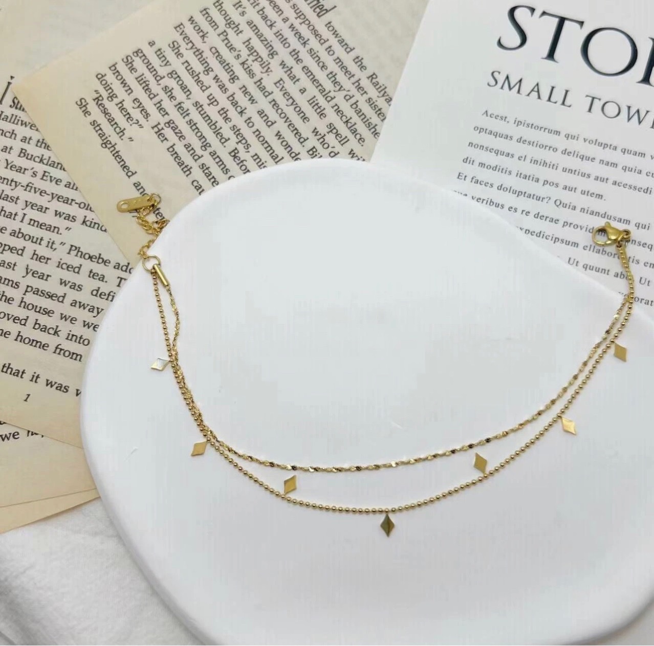 双层波光粼粼脚链