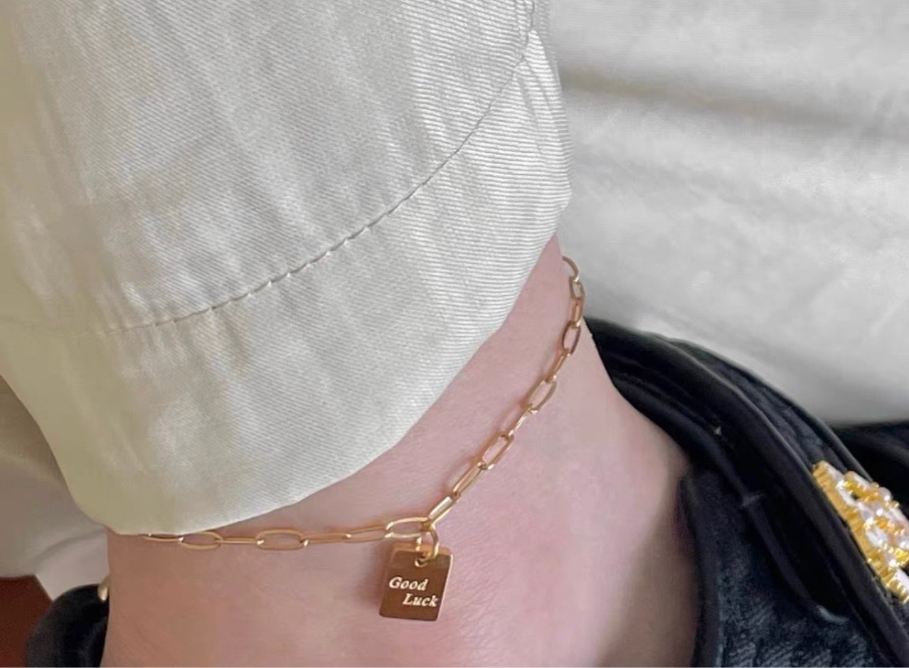 Letter square brand anklet summer ankle unique personality niche foot chain is not easy to fade details Picture