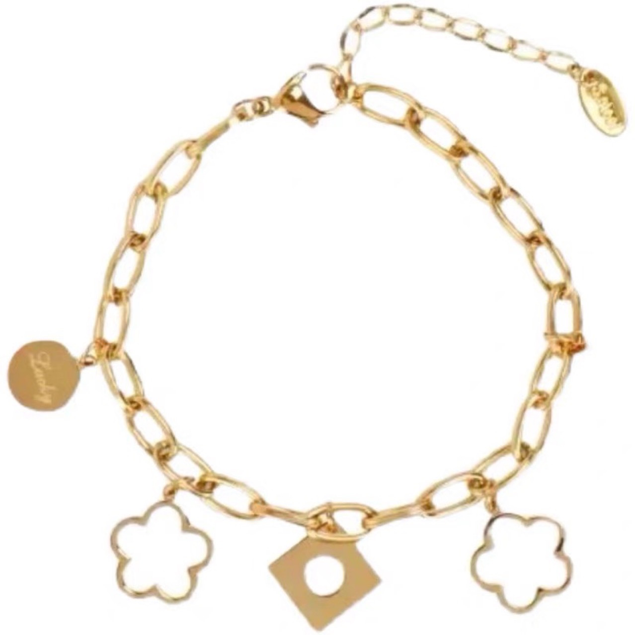 New titanium steel floral fringe check bracelet details Picture