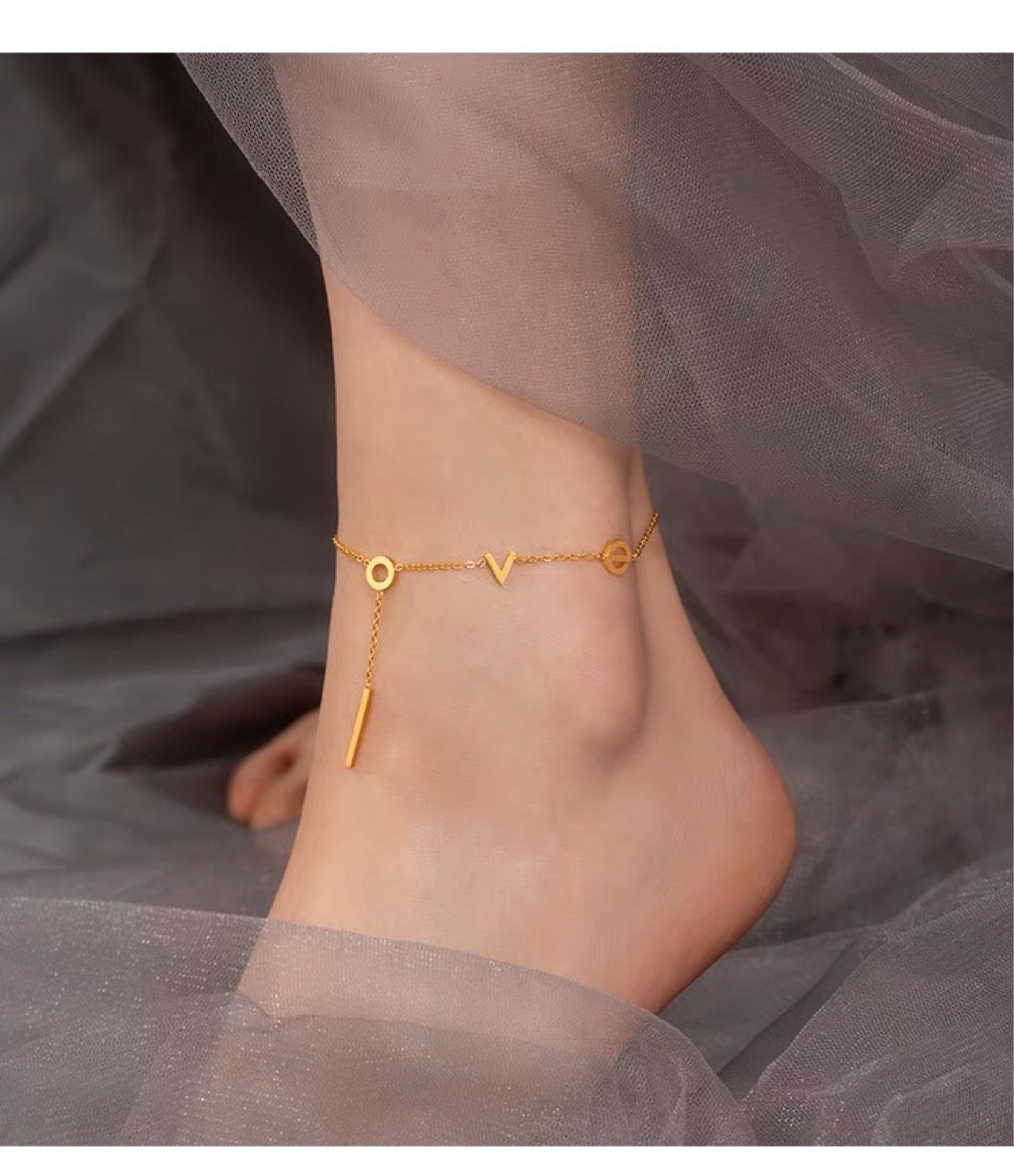 Advanced sense ankle chain Korean version LOVE simple temperament ankle chain Specification drawing