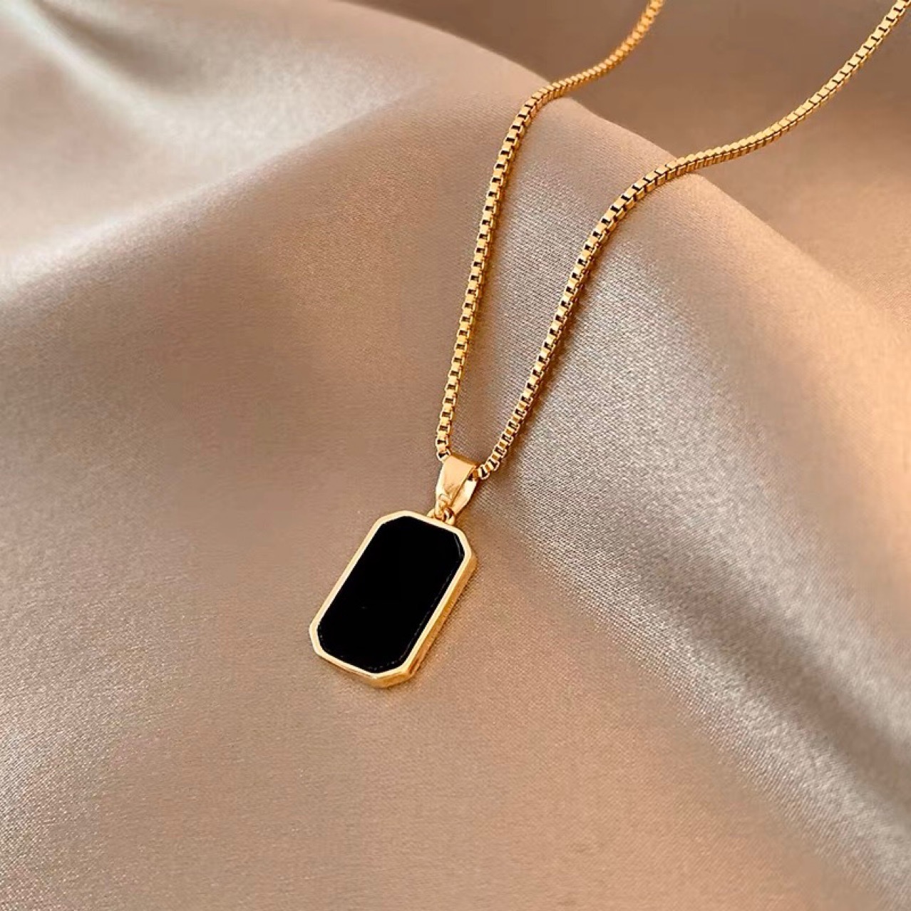 Geometric double-sided letter block necklace ins cool style simple temperament pendant clavicle chain
