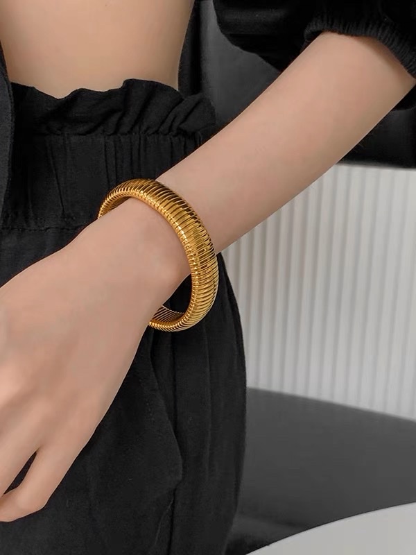 Gold elastic titanium steel snake bone wide bracelet female European and American minority exaggerated silver metal lap bracelet bracelet Application Scenario