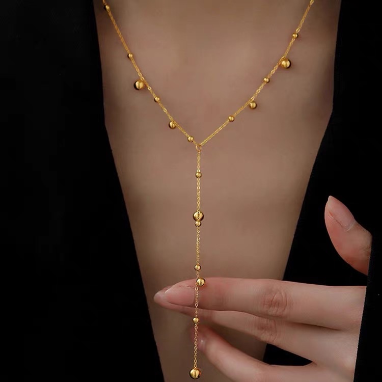 Long tassel decorative titanium steel necklace 2021 new women's non-fading sweater chain niche design sense of advanced autumn and winter thumbnail