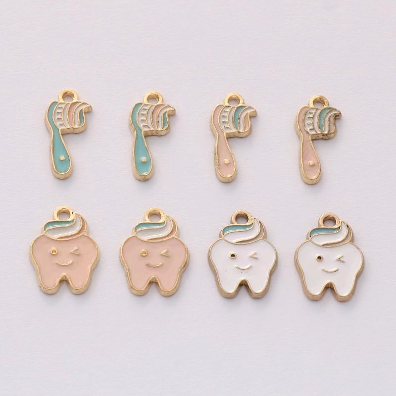 DIY new alloy oil drip accessories, toothbrushes, toothpaste, cartoon cute ornaments, bracelets, pendants, keychains, small pendants