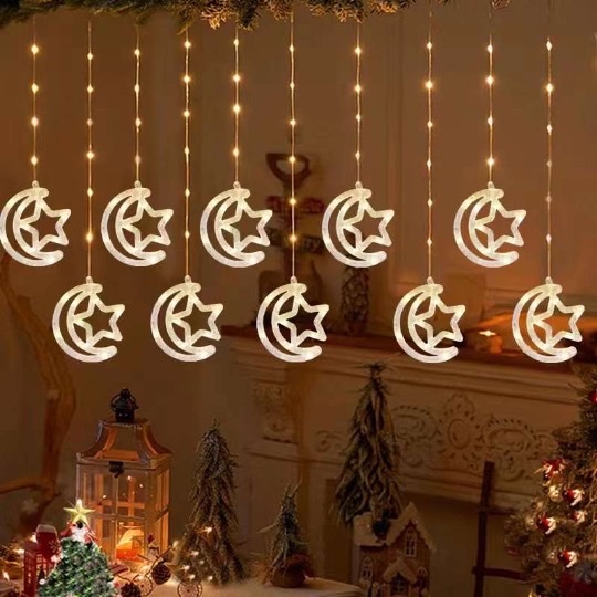 New curtain light LED, 3 meters wide *1 meter high, 10-inch hanging, 220v round plug, warm color
