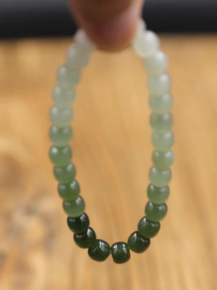 Hetian jade gradient bracelet, natural jade women's bracelet, 7x8m, old-style beaded plain ring, sunny sailor jewelry for women Item Picture