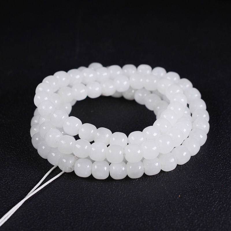 Hetian White Jade Women's necklace, natural Qinghai white jade 7x8m old-style bead sweater chain, 108 beads chain details Picture