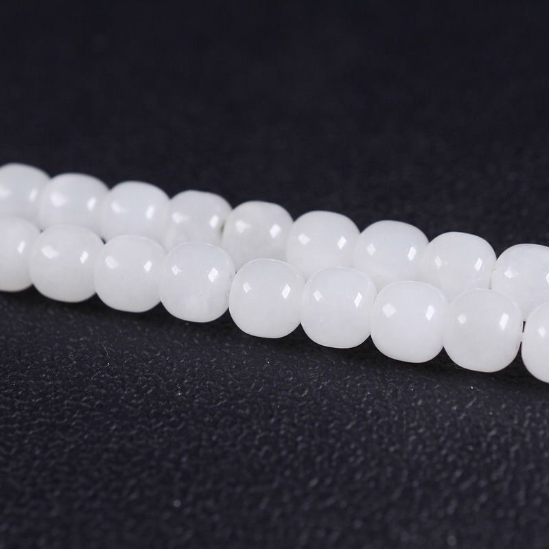 Hetian White Jade Women's necklace, natural Qinghai white jade 7x8m old-style bead sweater chain, 108 beads chain Application Scenario