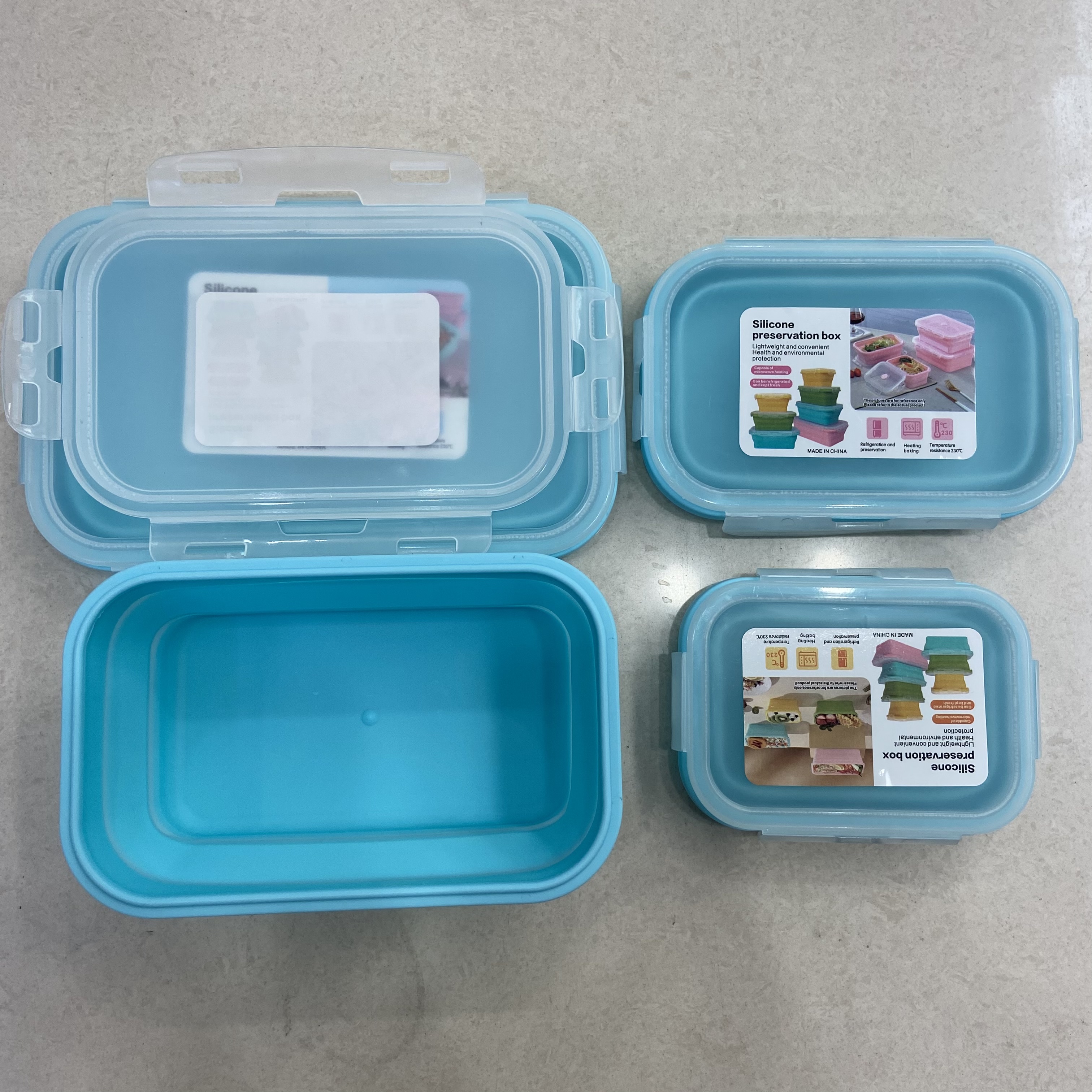 Silicone folding lunch box, portable lunch and picnic bento, refrigerator fresh-keeping cooking box, student cafeteria lunch box Specification image