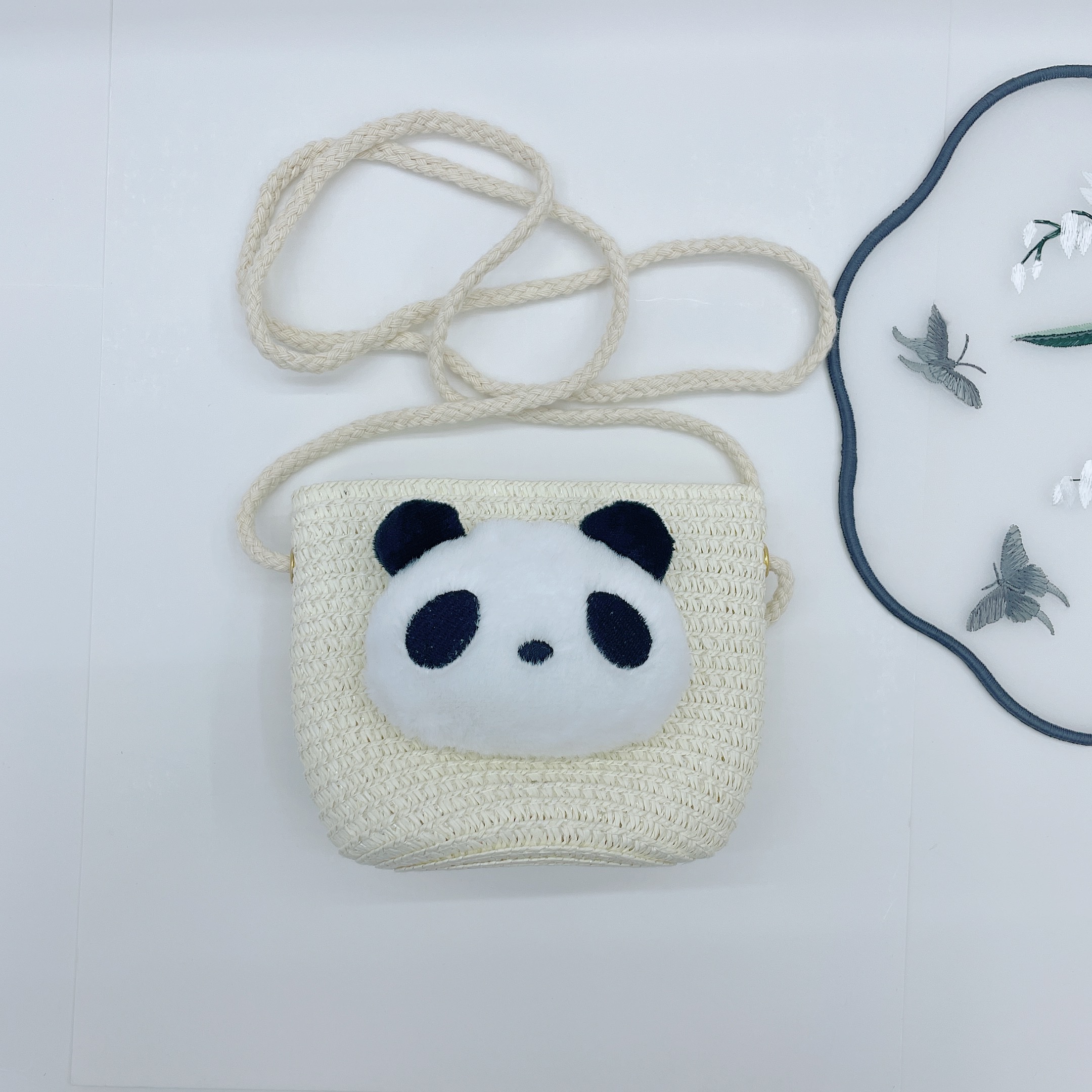 熊猫/草编包/贝壳包白底实物图