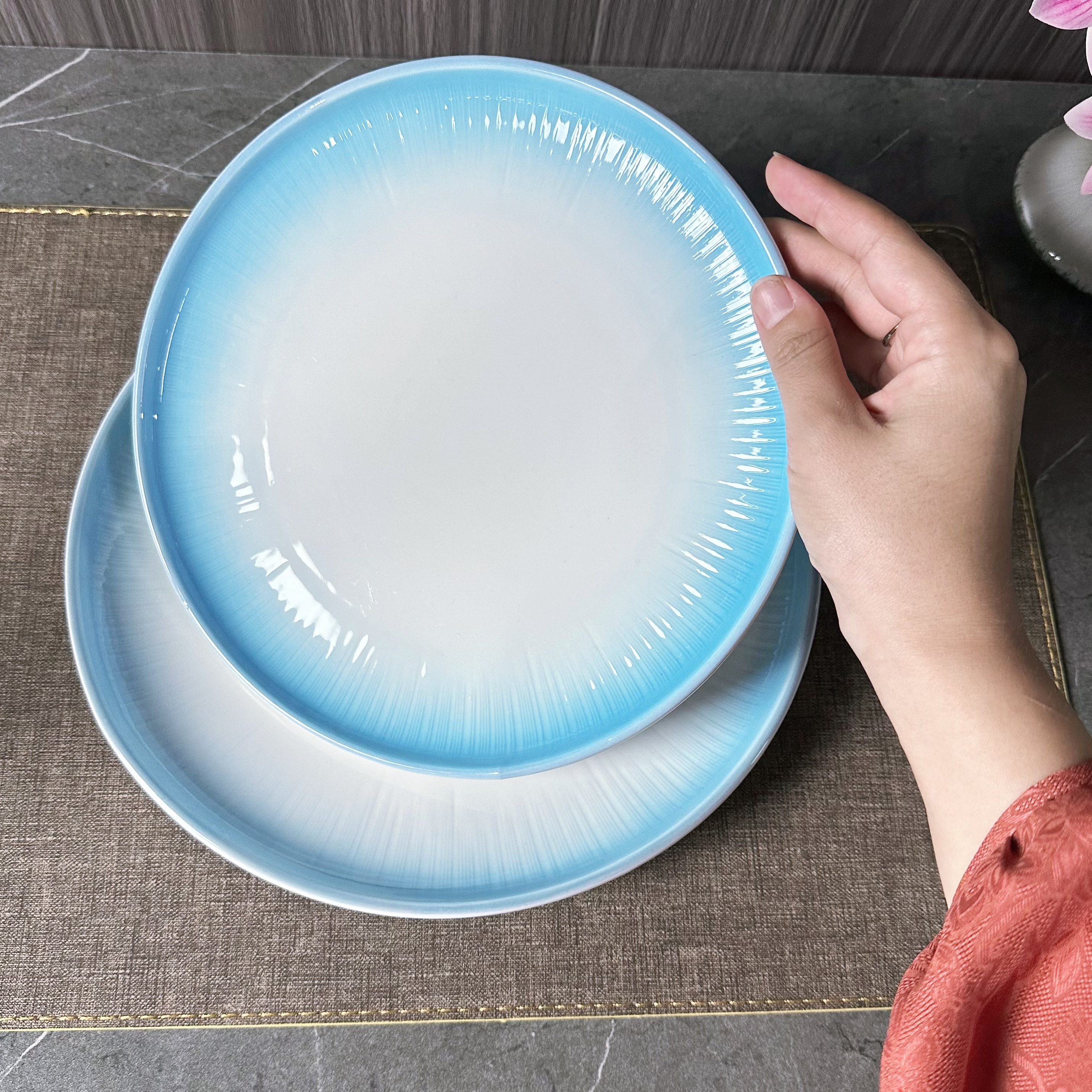 酒店用品/盘子/陶瓷白底实物图