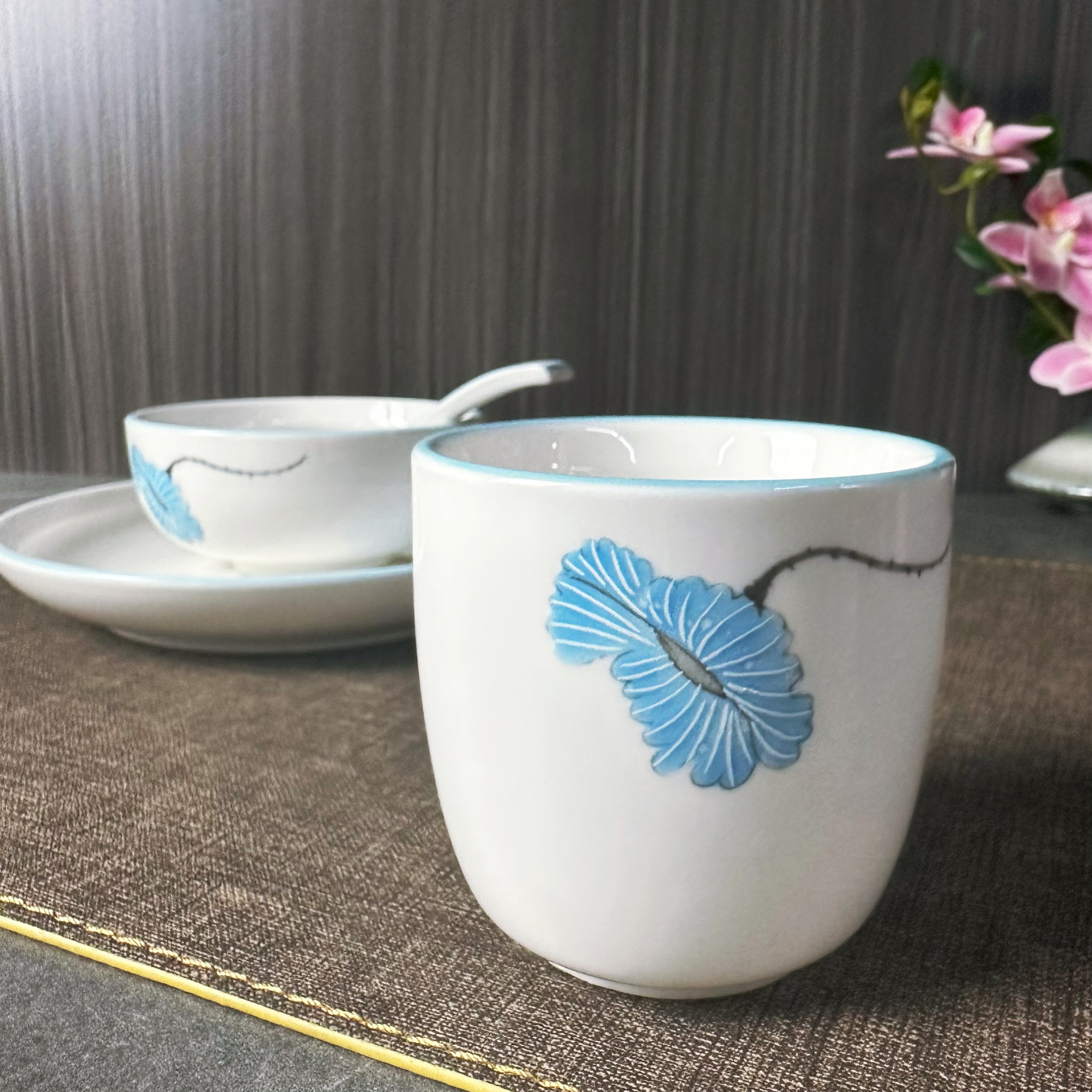 Blue Lotus series ceramic cups, bowls, plates and spoons set, new Chinese-style traditional Chinese style hotel tableware, restaurant commercial and household tableware Specification image
