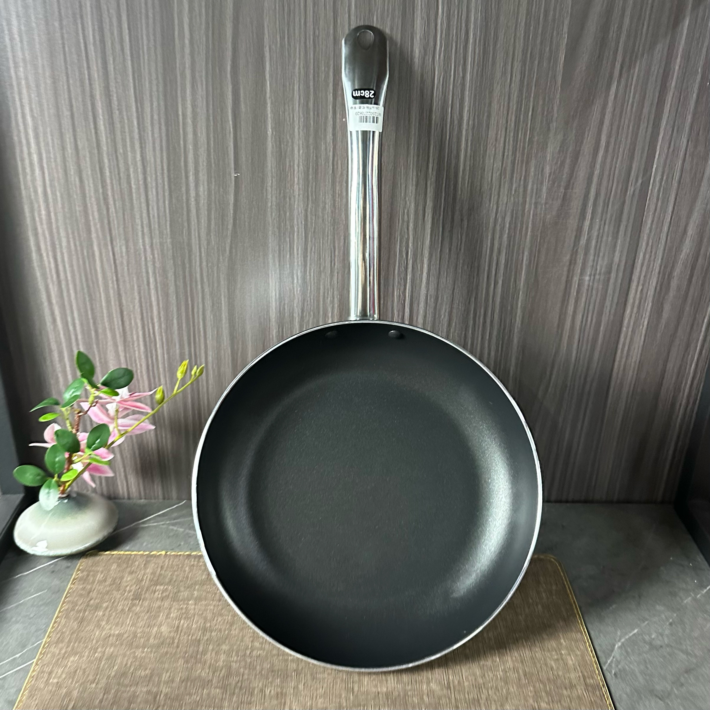不粘煎锅铝平底锅28cm复底不锈钢柄炊具电磁炉可用酒店餐馆后厨用家用