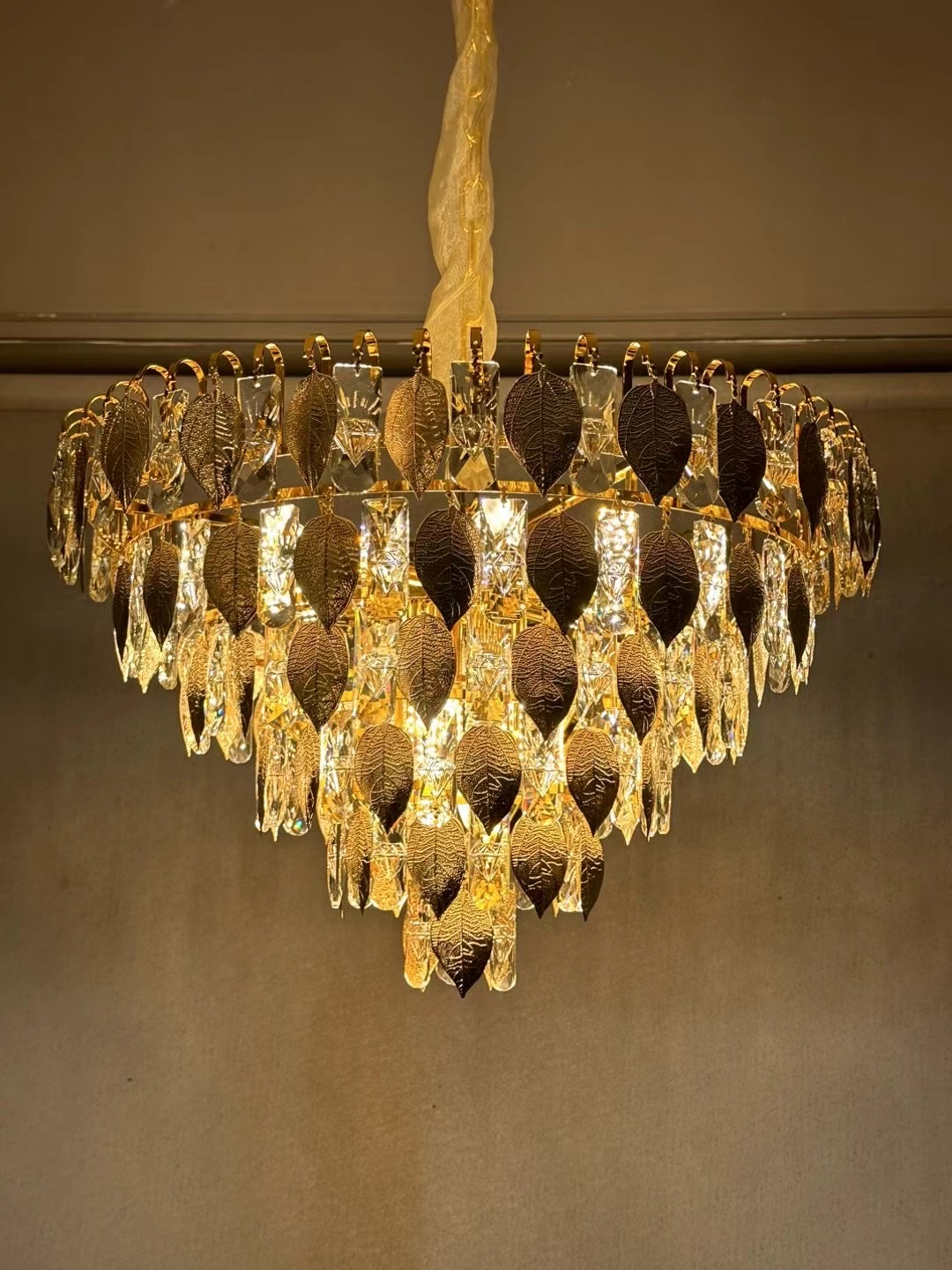Crystal light Gold chandelier Yellow crystal light