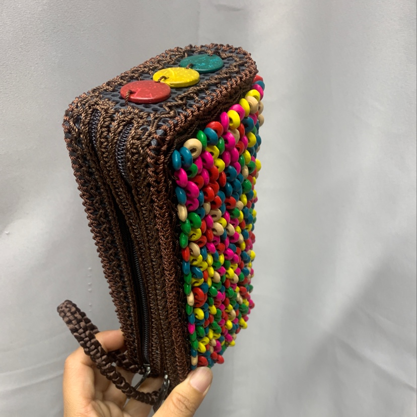 Variable Box Bar Color Wood Bead Bag Double Handle Machine Bag Wearing Bead Female Bag Factory New Application Scenario